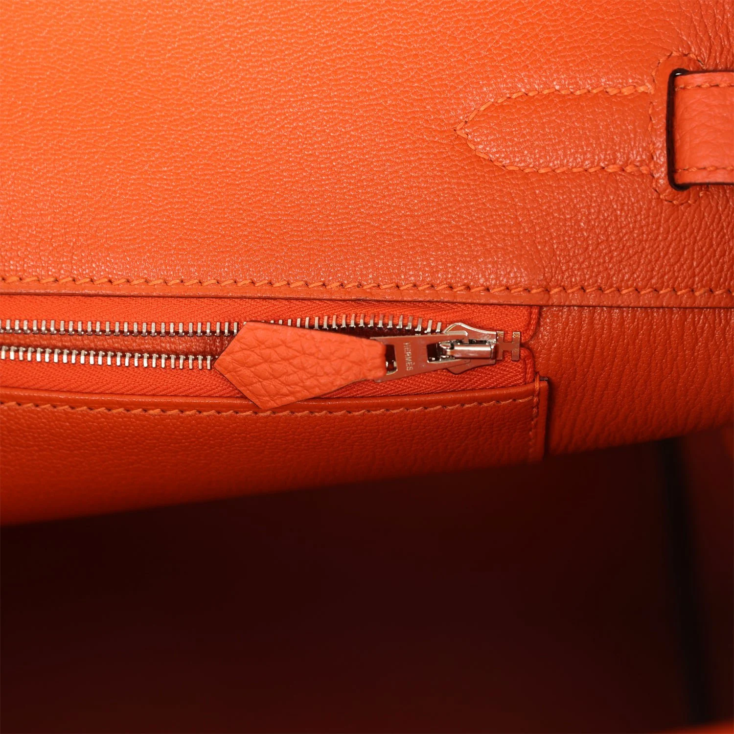 Pre-owned Hermes Birkin 35 Orange Togo Palladium Hardware