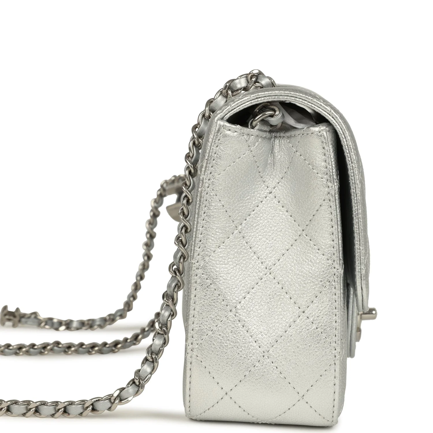 Chanel Small CC Crush Flap Bag Silver Metallic Caviar Silver Hardware