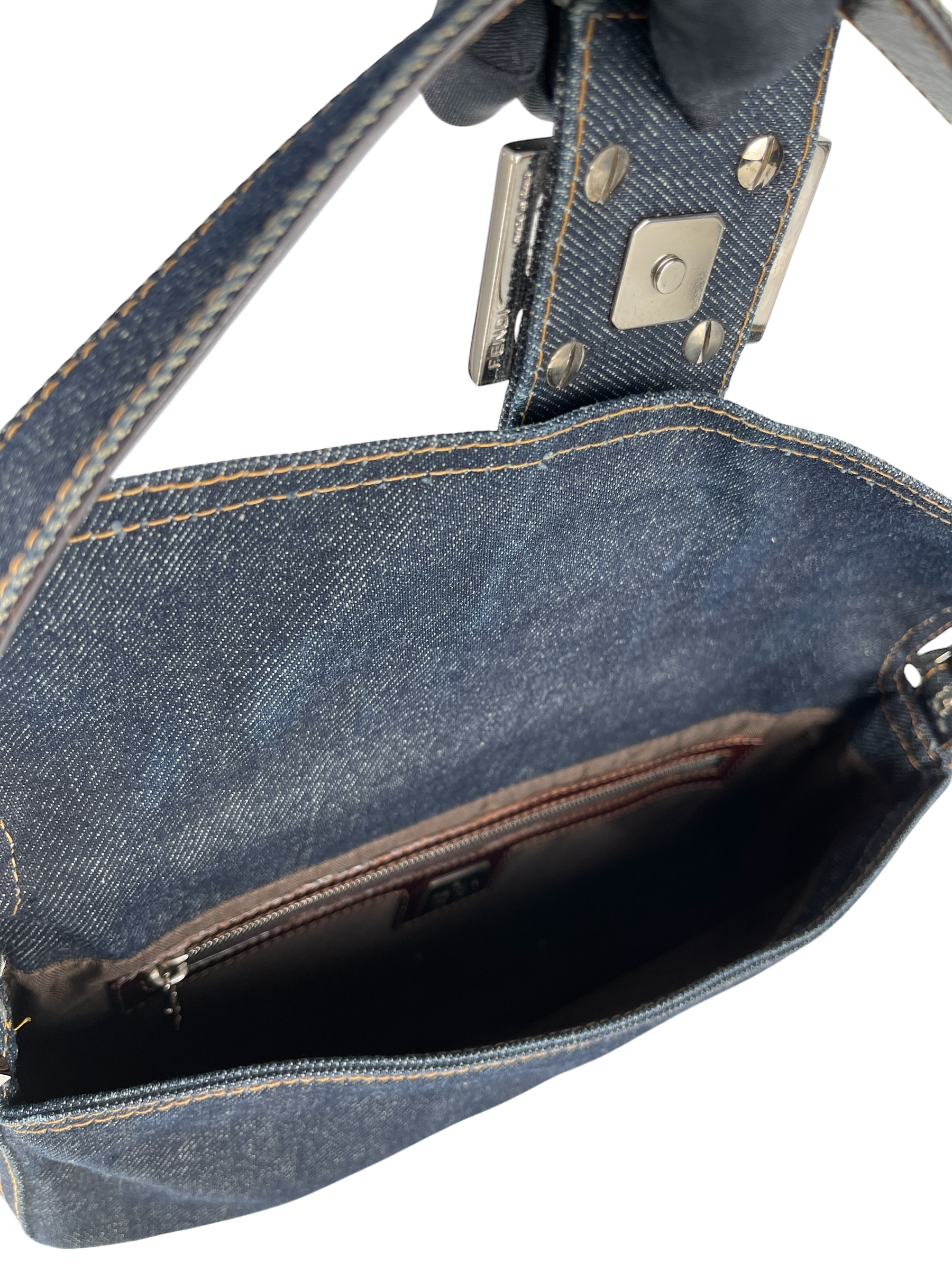 FENDI - Dark Denim Baguette Bag Silver Hardware