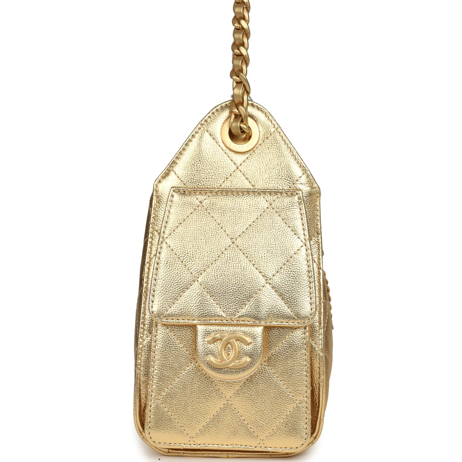 Chanel Mini 25 Hobo Bag Metallic Gold Caviar Caviar Antique Gold Hardware