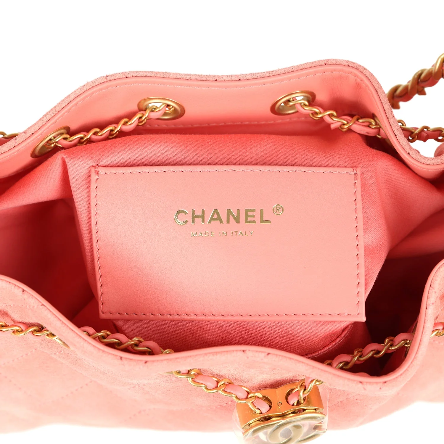 Chanel Mini 25 Hobo Bag Pink Suede Antique Gold Hardware
