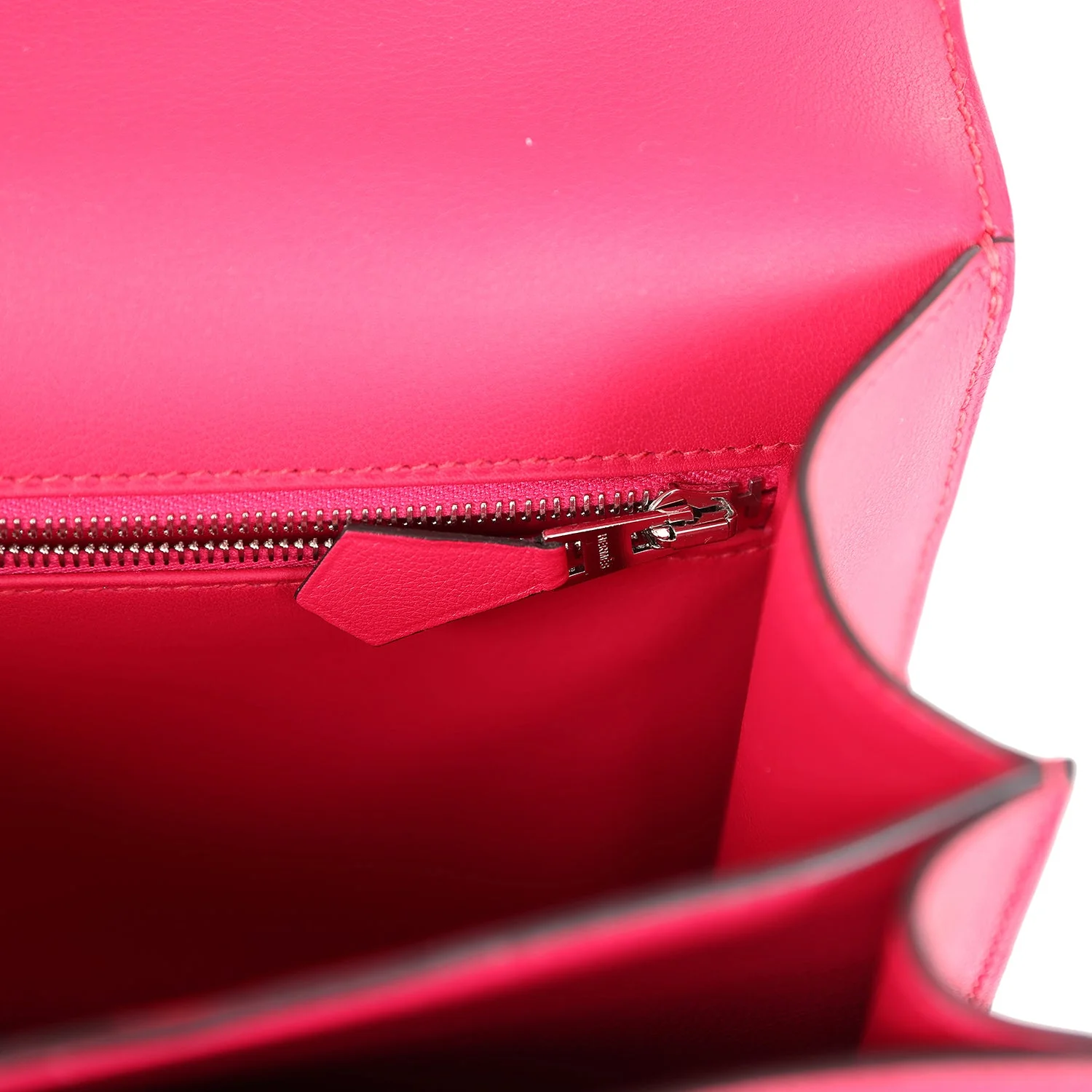 Pre-owned Hermes Constance 24 Rose Shocking and Ecru Toile H Berline and Framboise Swift Palladium Hardware