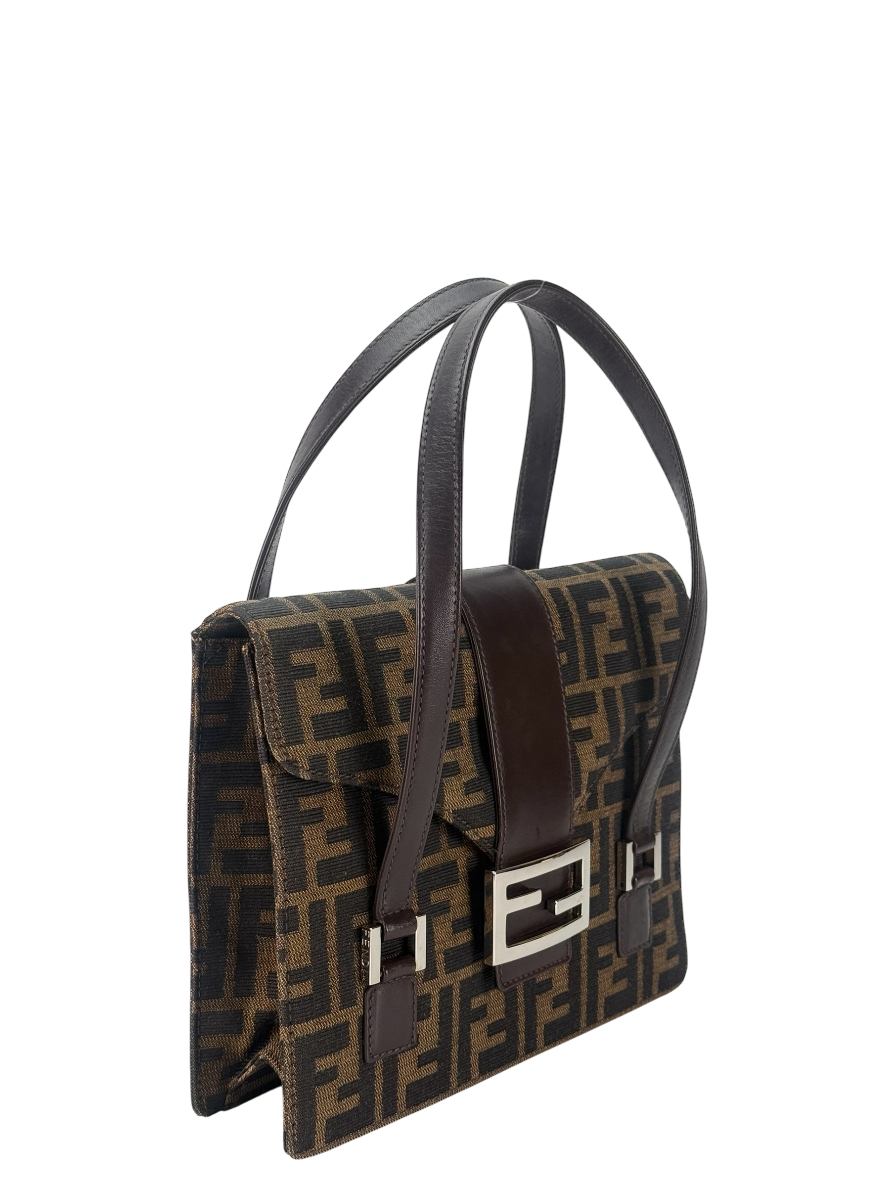 FENDI - Brown Canvas Zucca Pattern Handbag