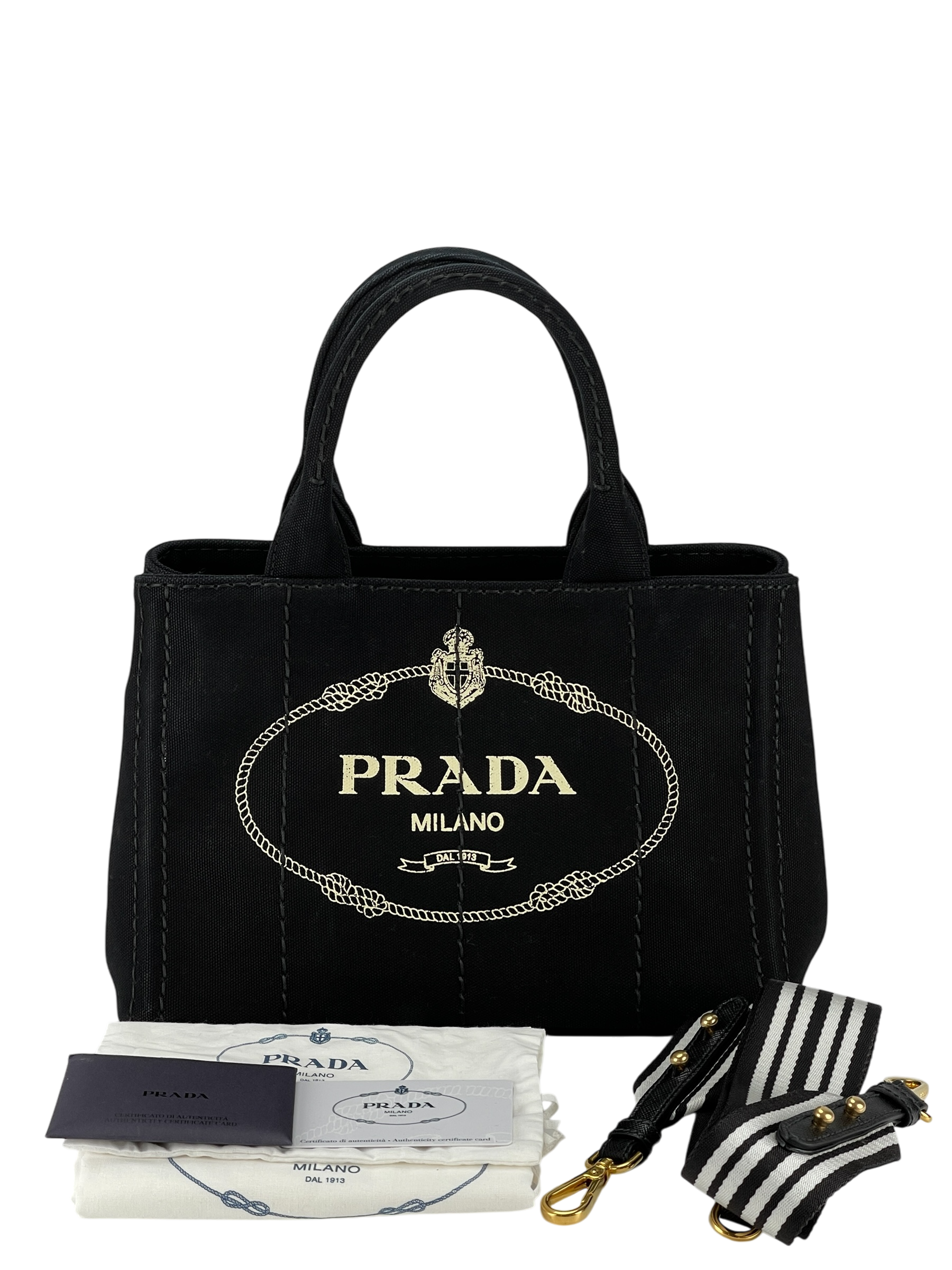 PRADA - Black Canvas Canapa Tote Bag