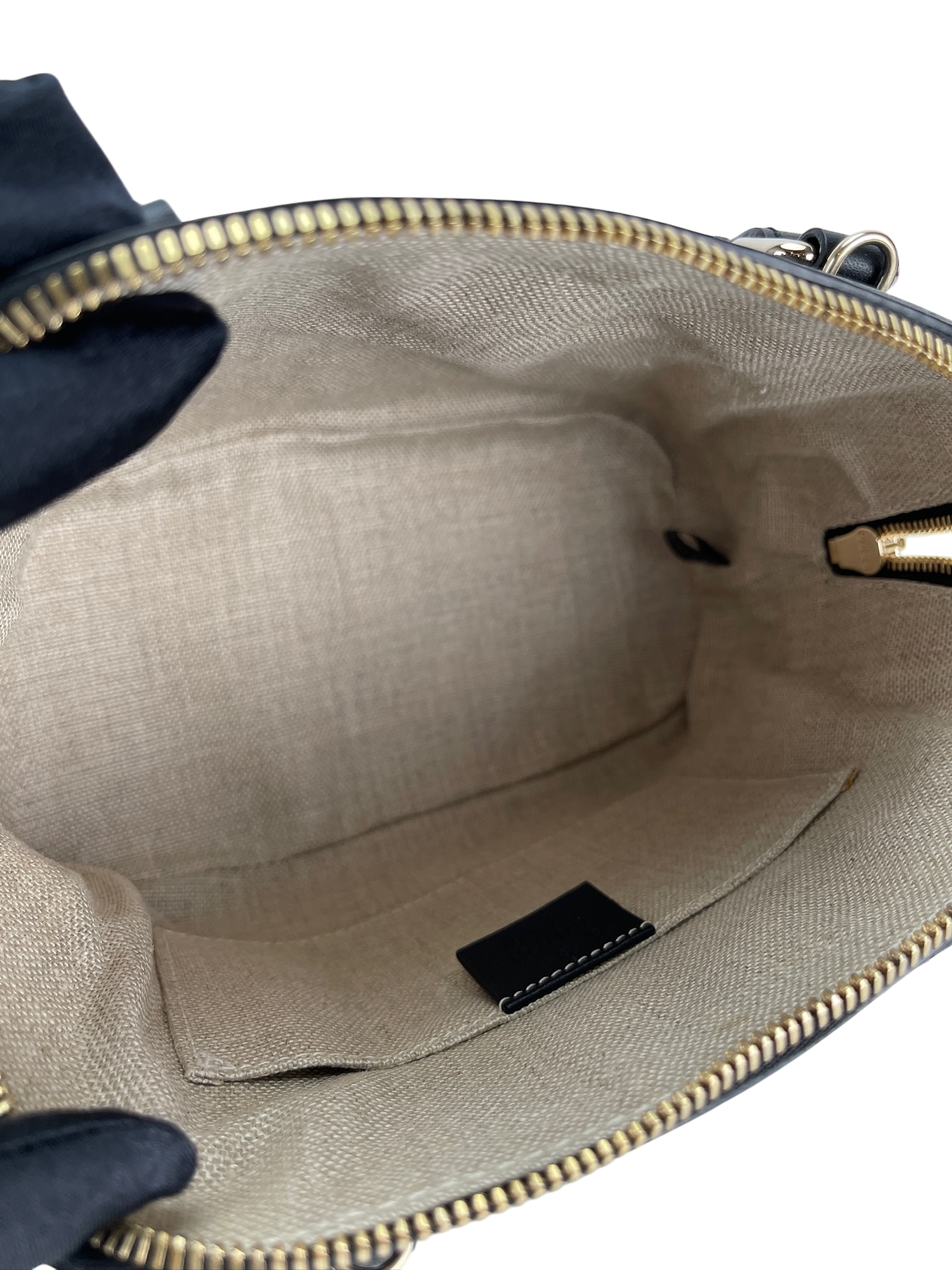 GUCCI - Black Calfskin Micro Guccissima Leather Dome Bag