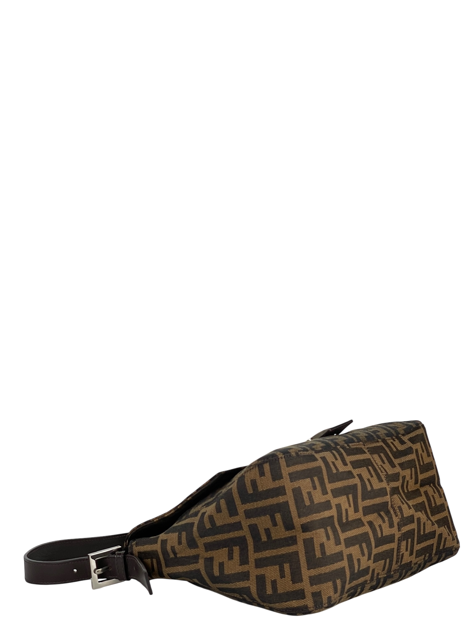 FENDI - Canvas Brown Zucca Mamma Baguette Handbag Silver Hardware