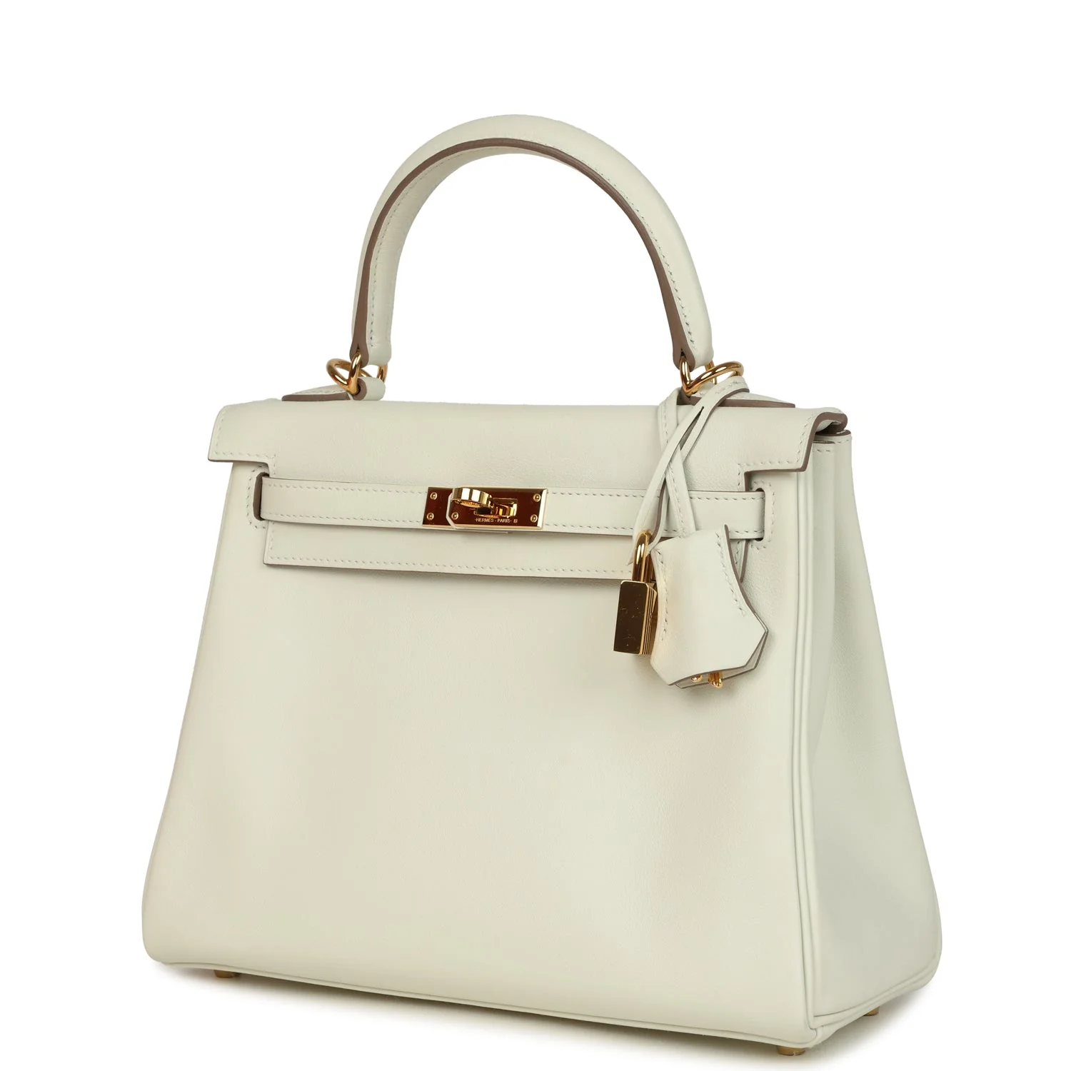 Pre-owned Hermes Kelly Retourne 25 Mushroom Swift Gold Hardware