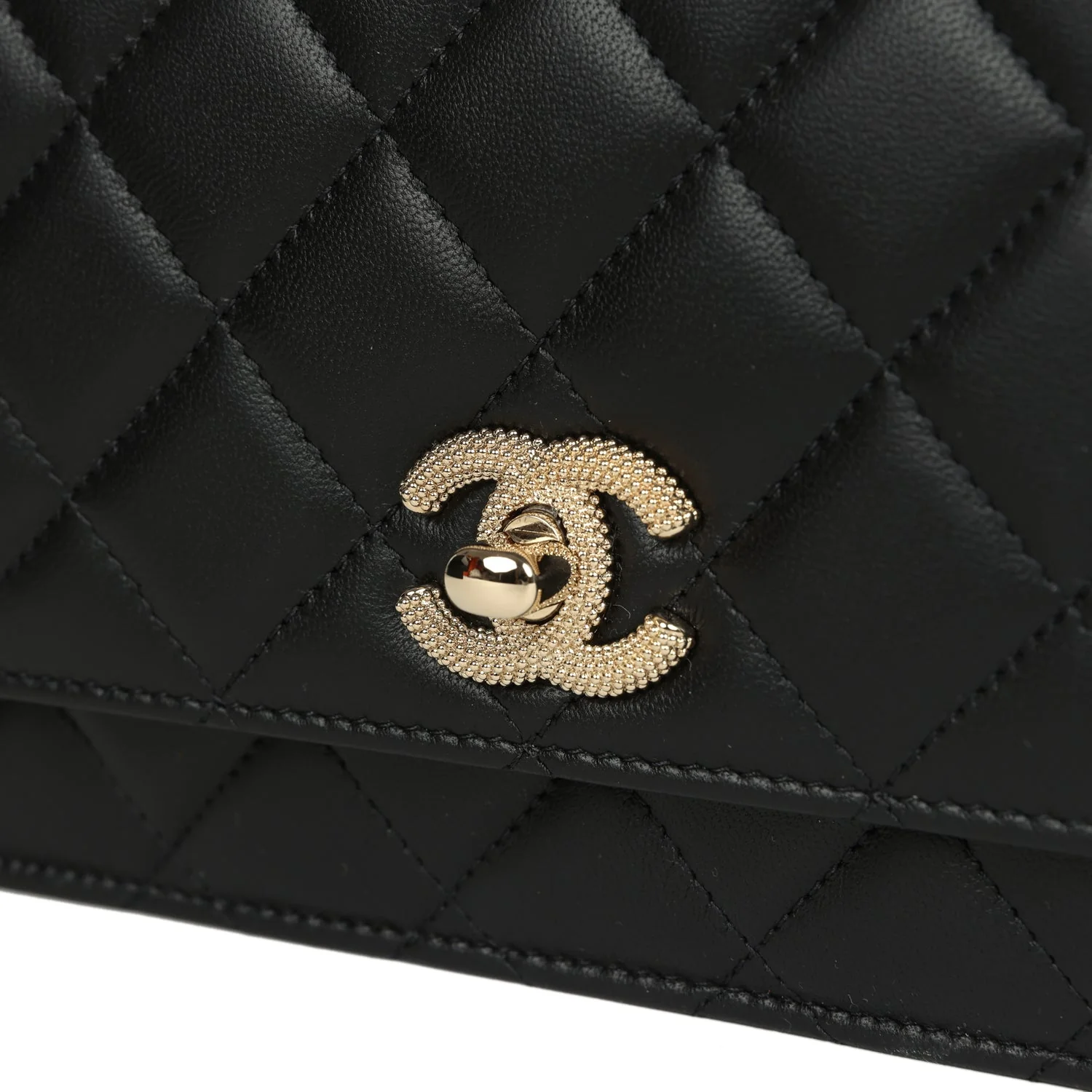 Chanel Wallet On Chain WOC Black Lambskin Light Gold Hardware