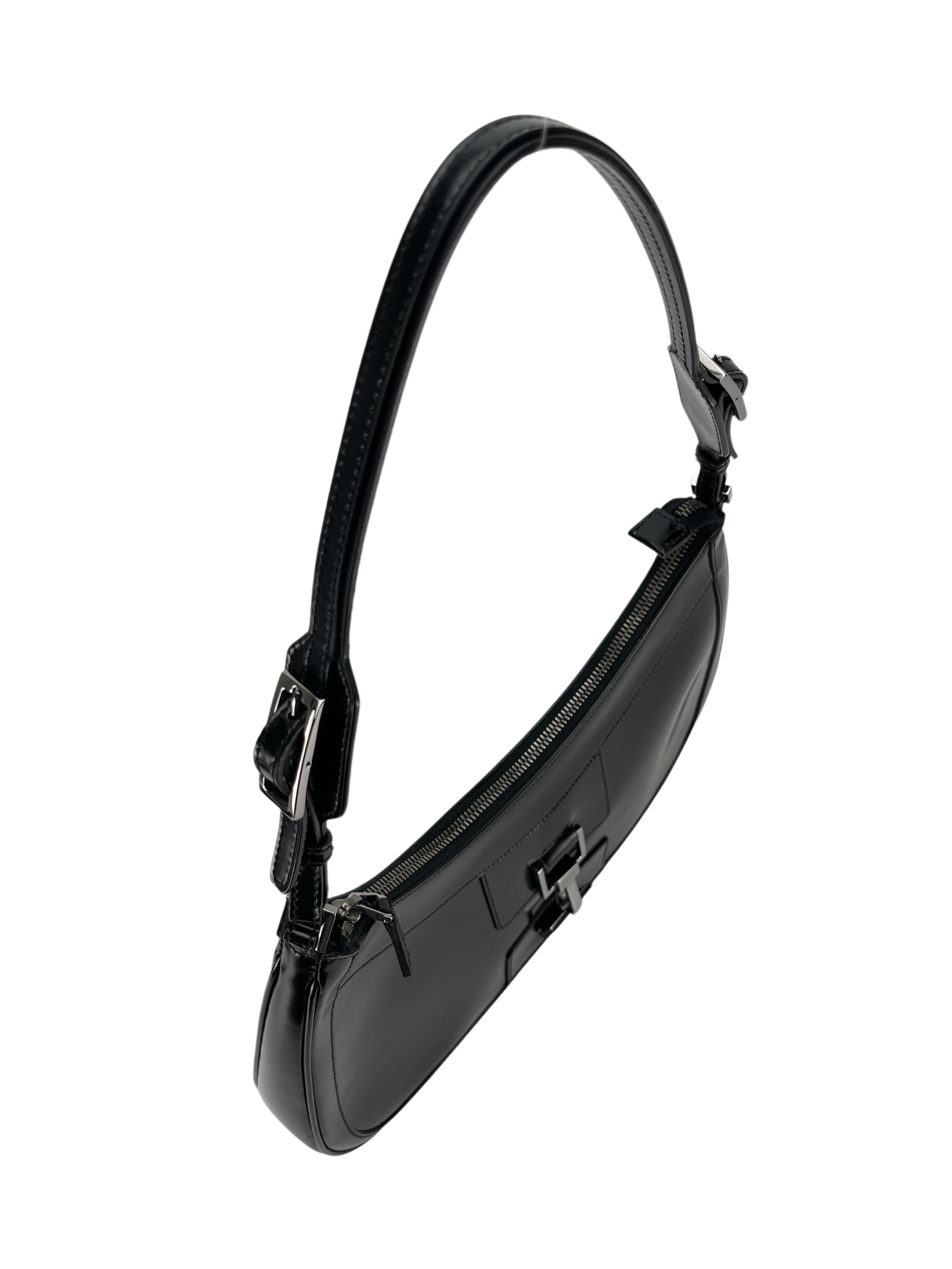 GUCCI - Black patent leather Fastener Jackie Shoulder Bag