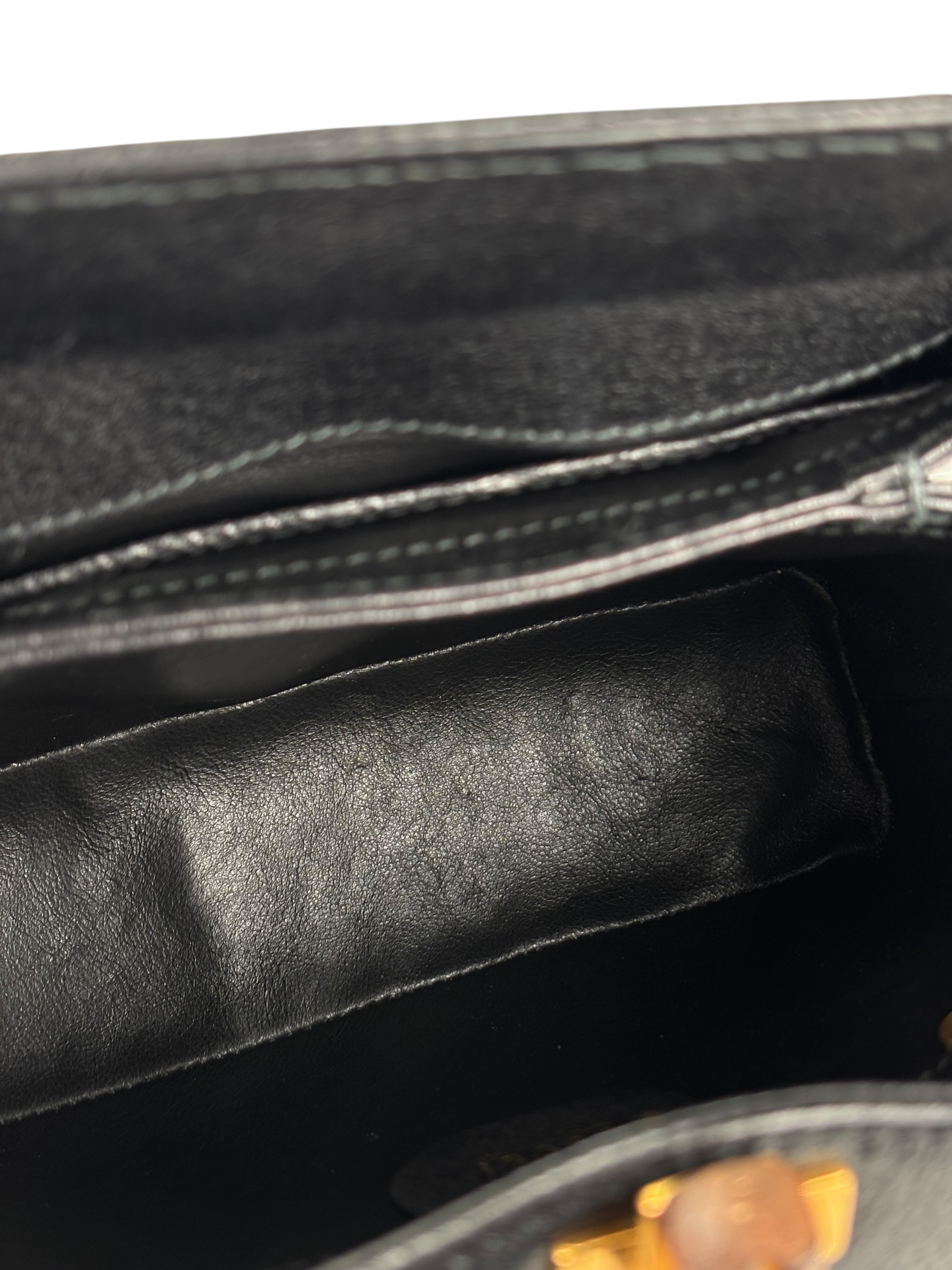 GUCCI - Black Leather Bamboo Turnlock Handbag