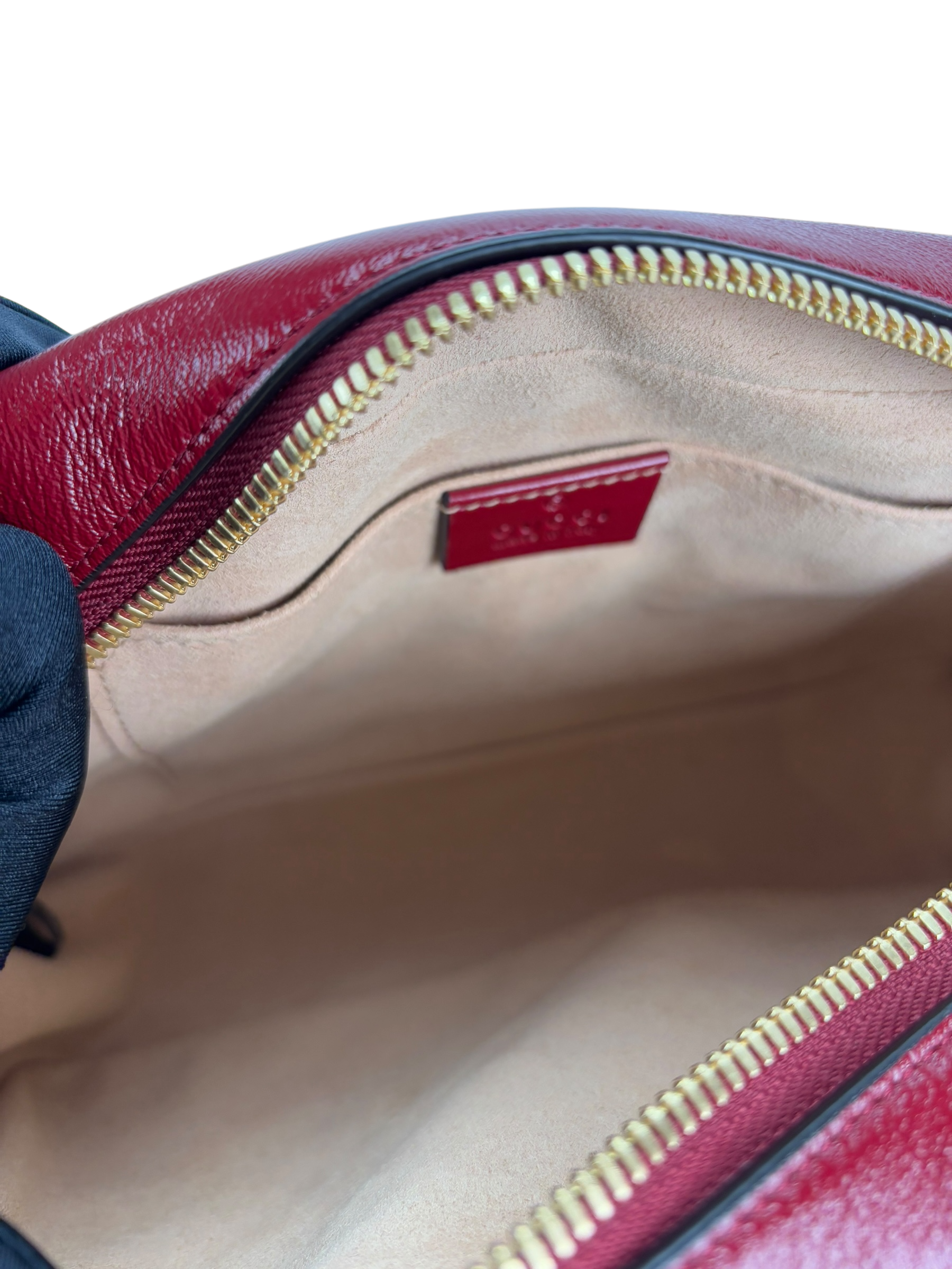 GUCCI - Brown Red GG Canvas Marmont Crossbody Bag