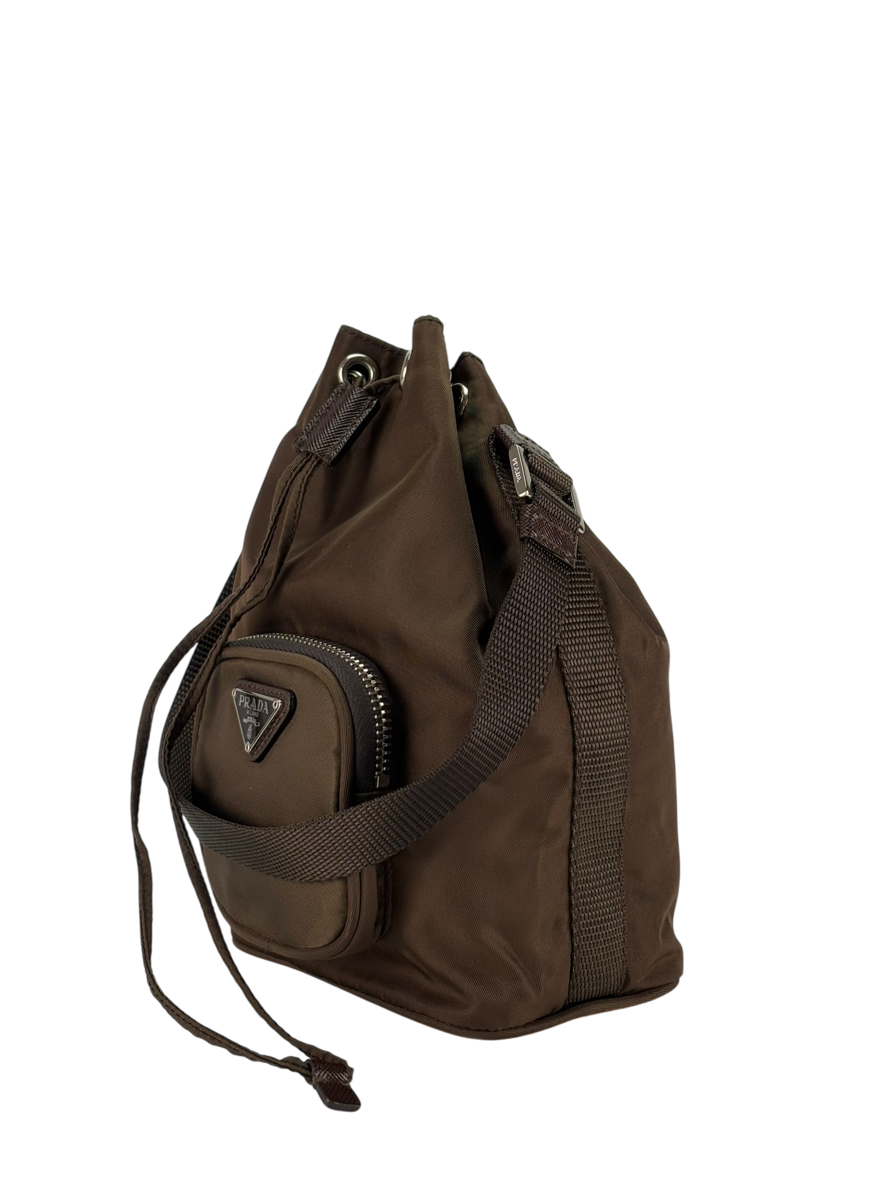 PRADA - Brown Re-Nylon Bucket 2way Bag