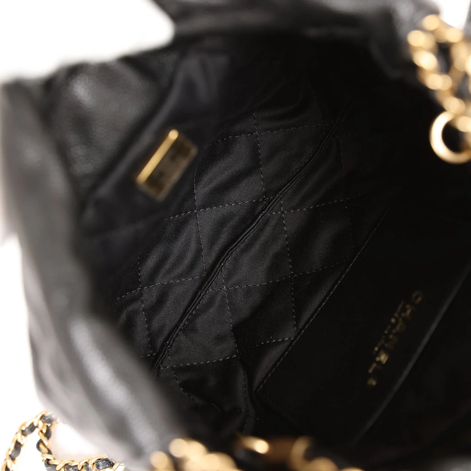 Chanel Mini 22 Bag Black Grained Calfskin Gold Hardware