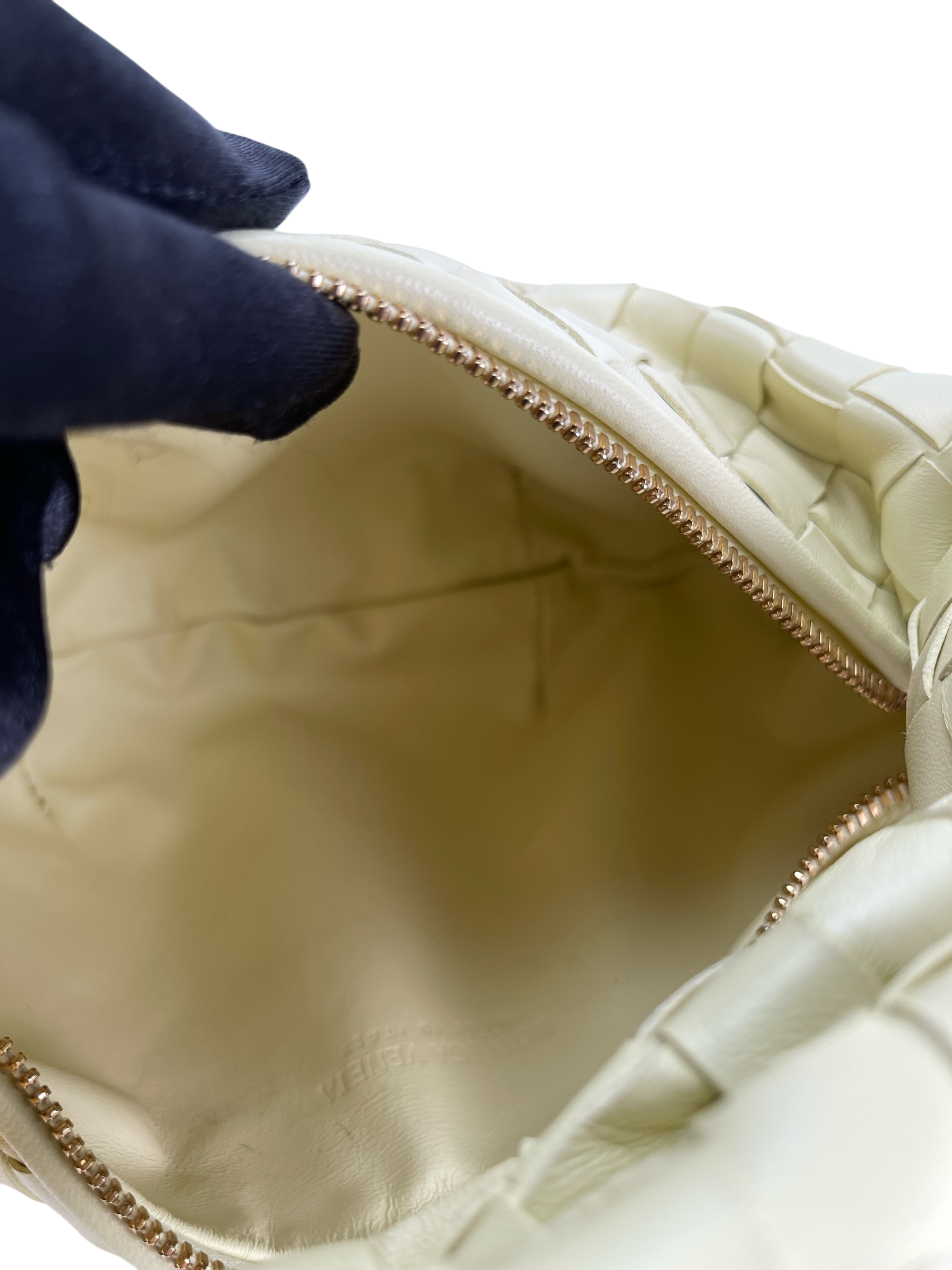 BOTTEGA VENETA - Light Yellow Lambskin Nappa Intrecciato Mini Jodie Handbag