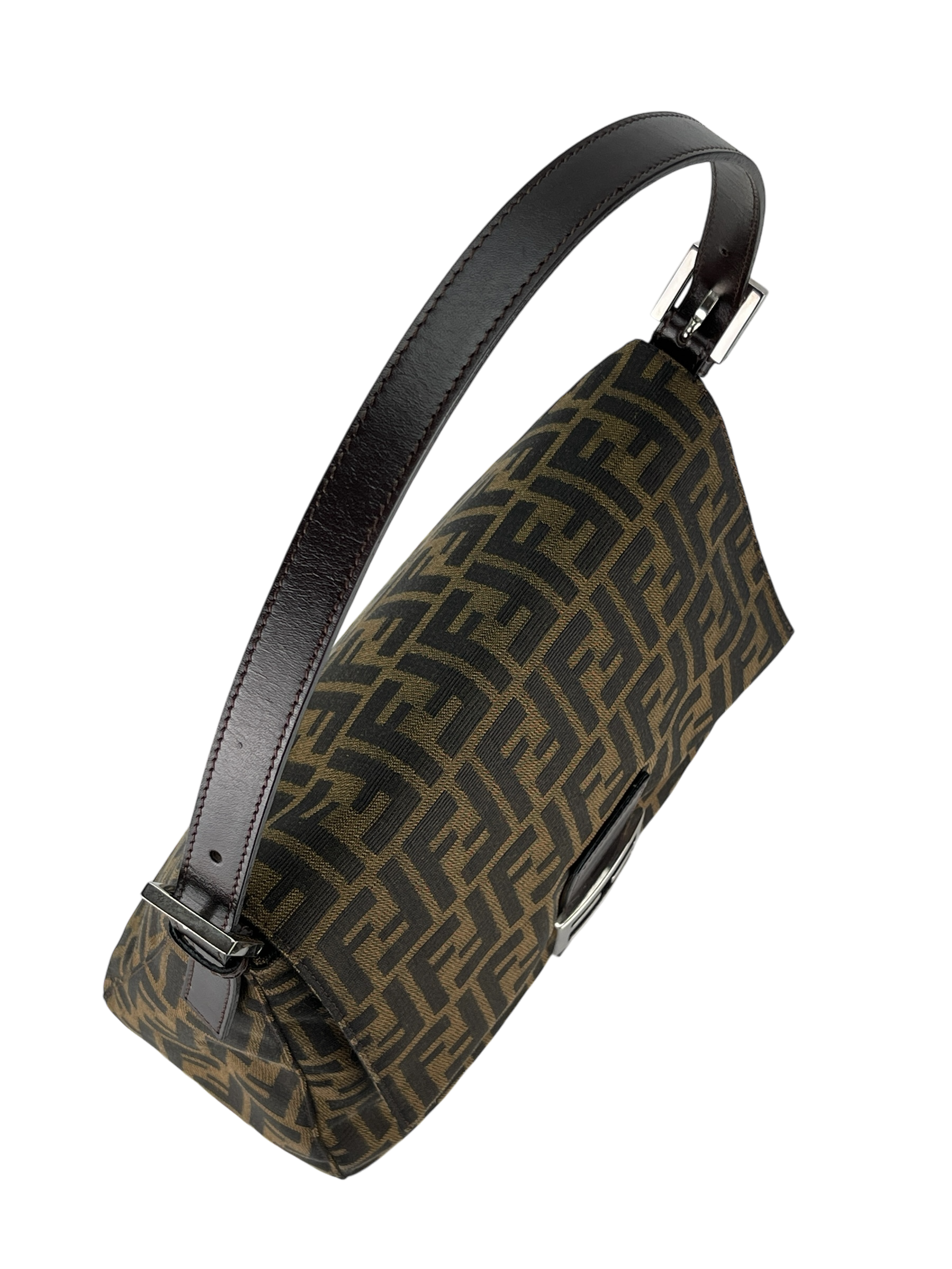 FENDI - Brown Zucca Mamma Baguette Handbag Silver Hardware