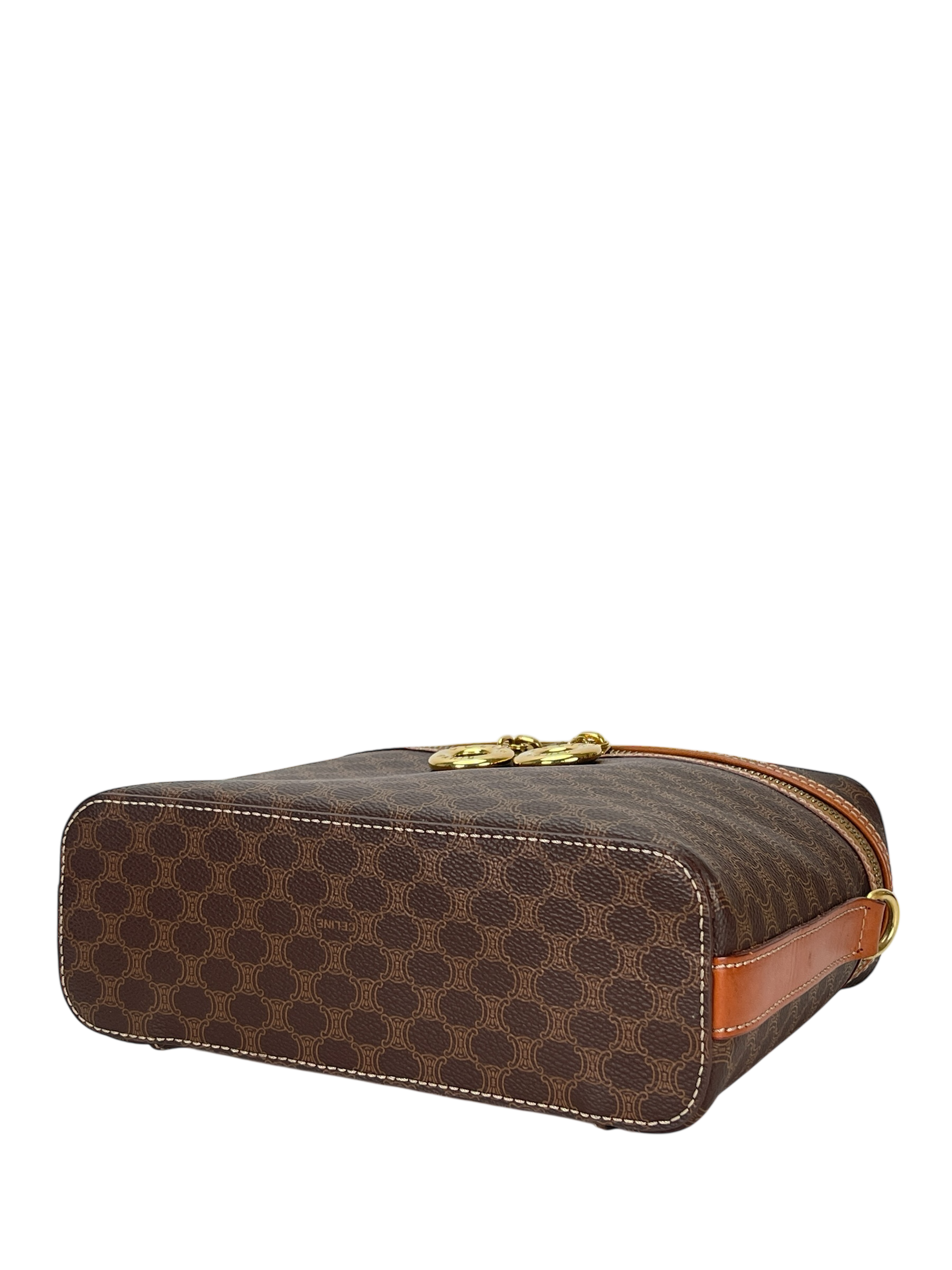 CELINE - Brown PVC Macadam Pattern 2way Handbag