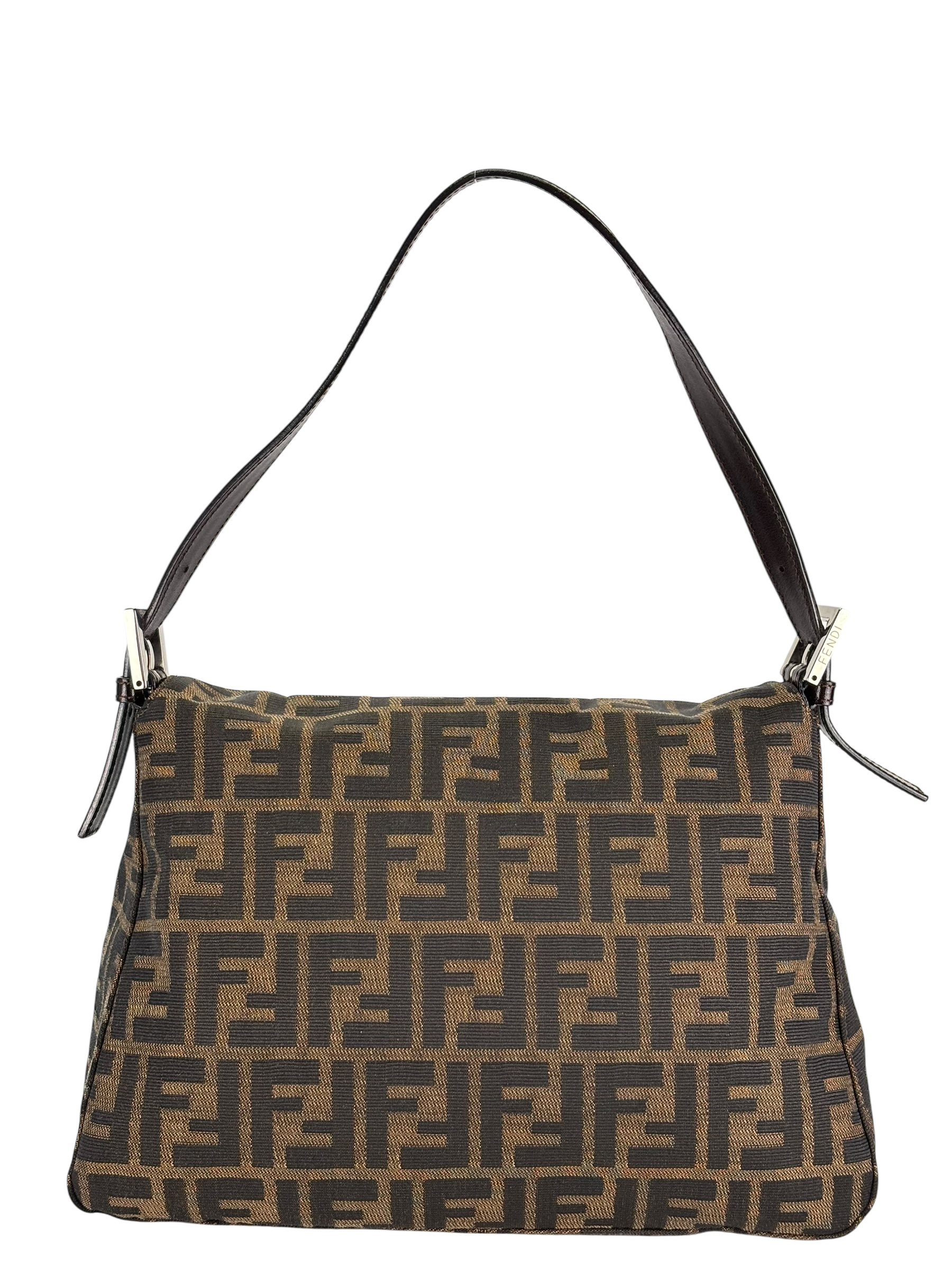 FENDI - Brown Zucca Mamma Baguette Handbag Silver Hardware