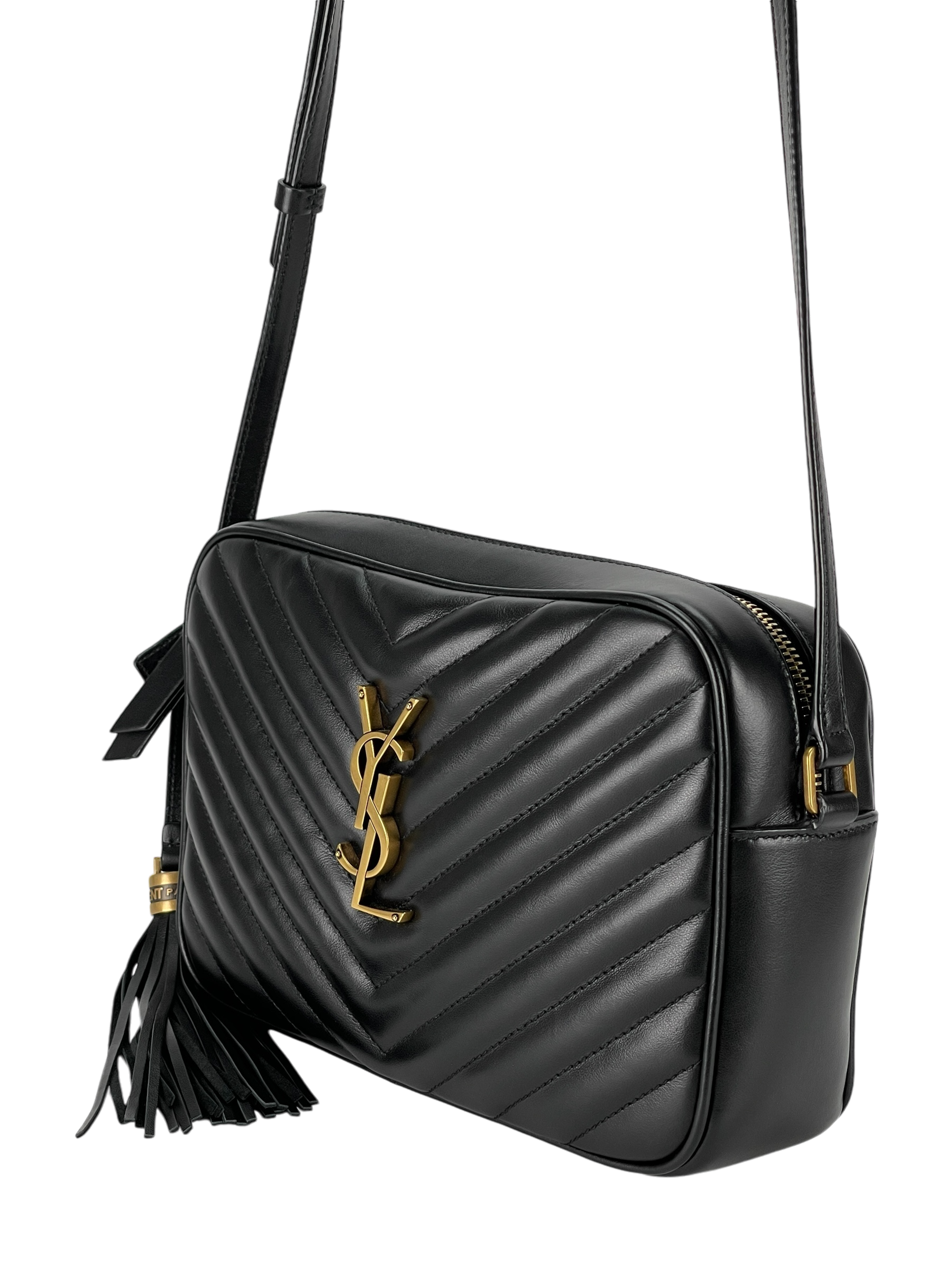 SAINT LAURENT - Calfskin Matelasse Lou Camera Bag Deep Marine