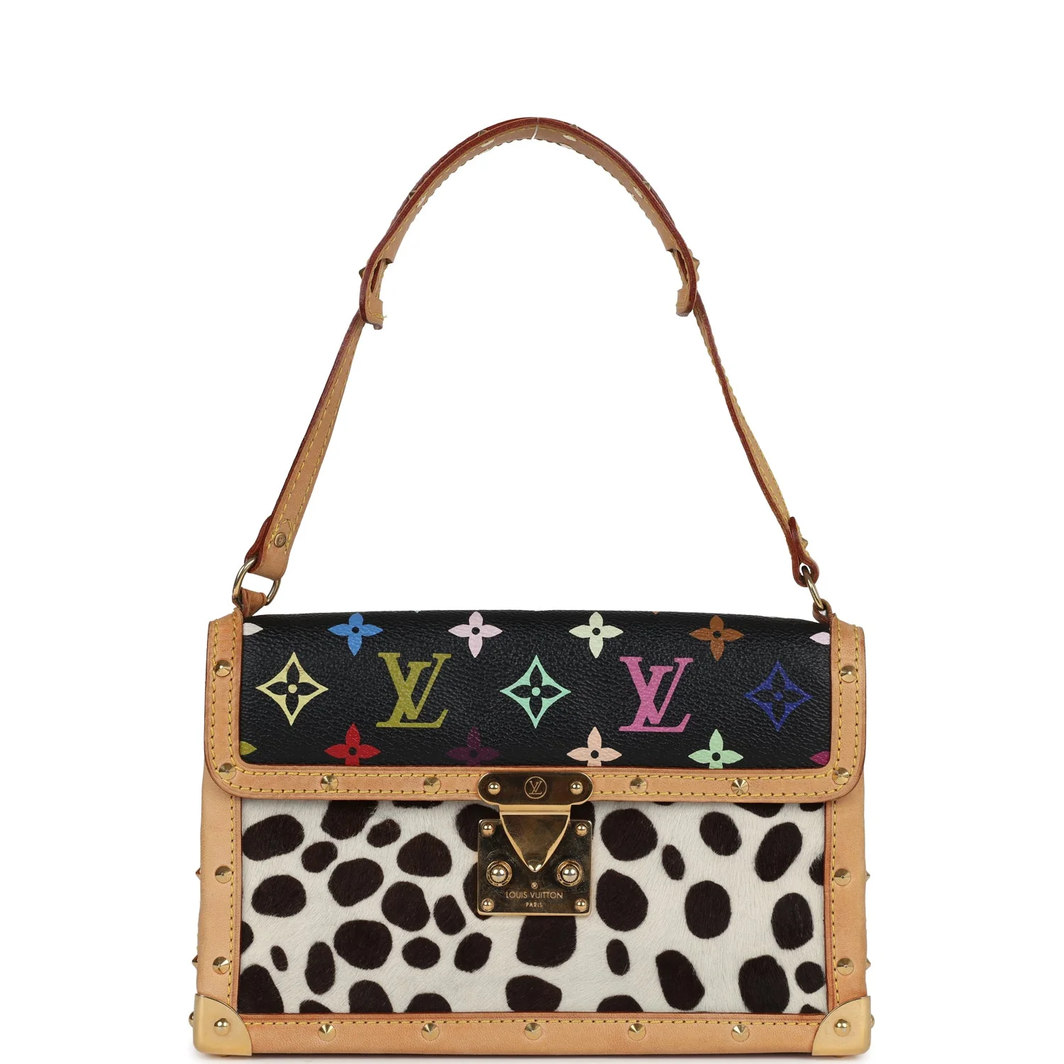 Vintage Louis Vuitton X Murakami Dalmatian Pochette Black Multicolor Gold Hardware
