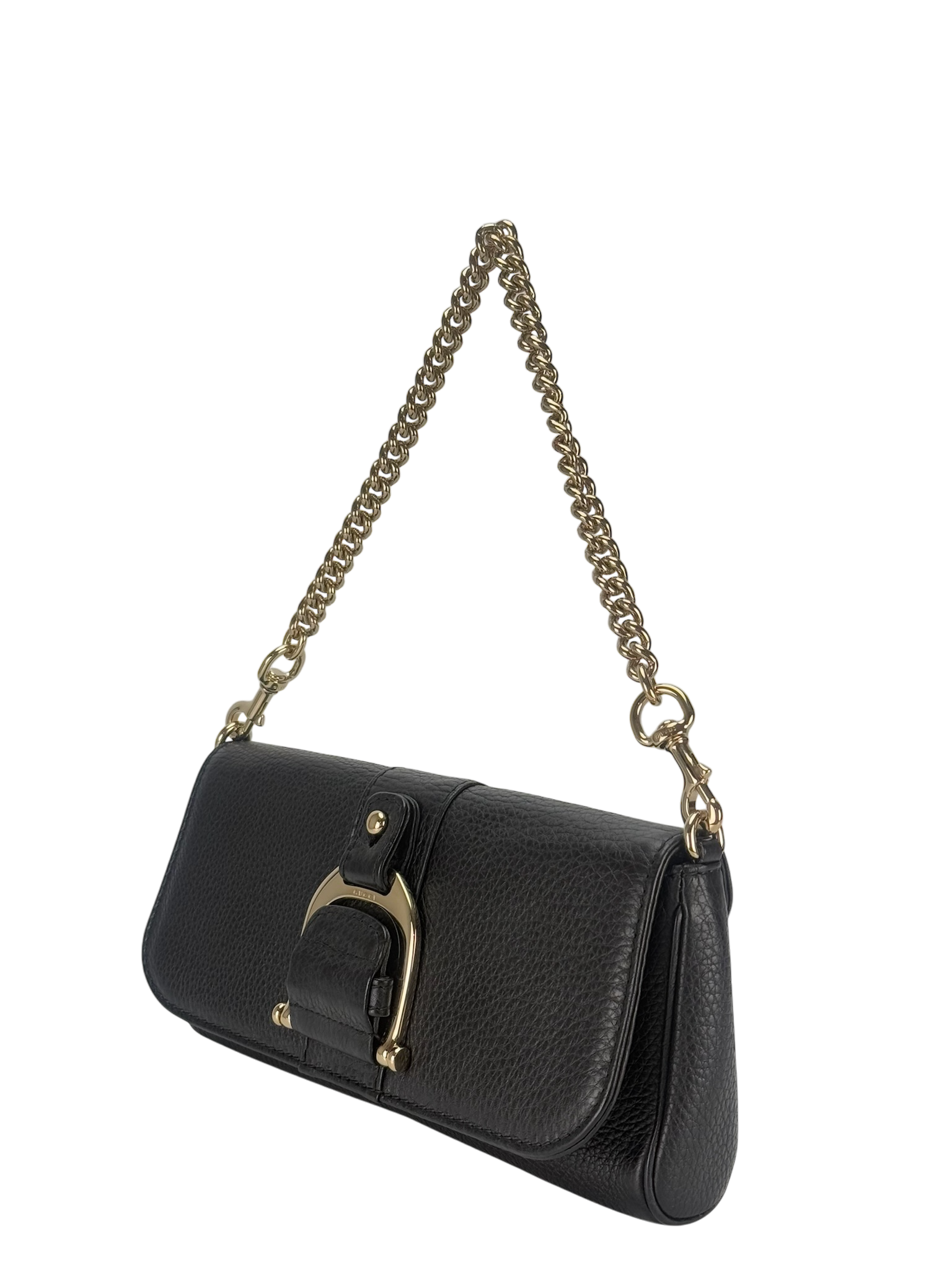 GUCCI - Black Calfskin Greenwich Evening Clutch Chain Shoulder Bag