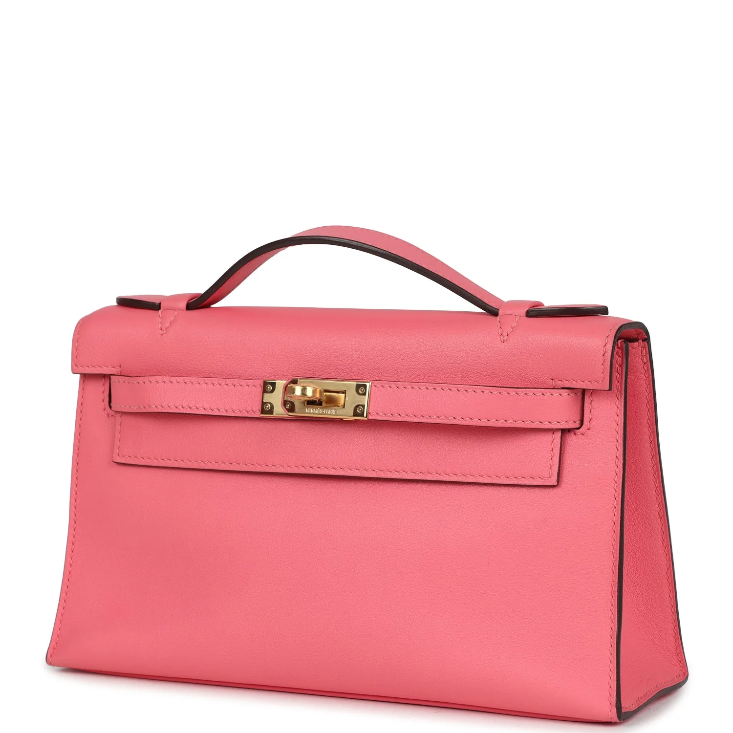 Hermes Kelly Pochette Rose Azalee Swift Gold Hardware