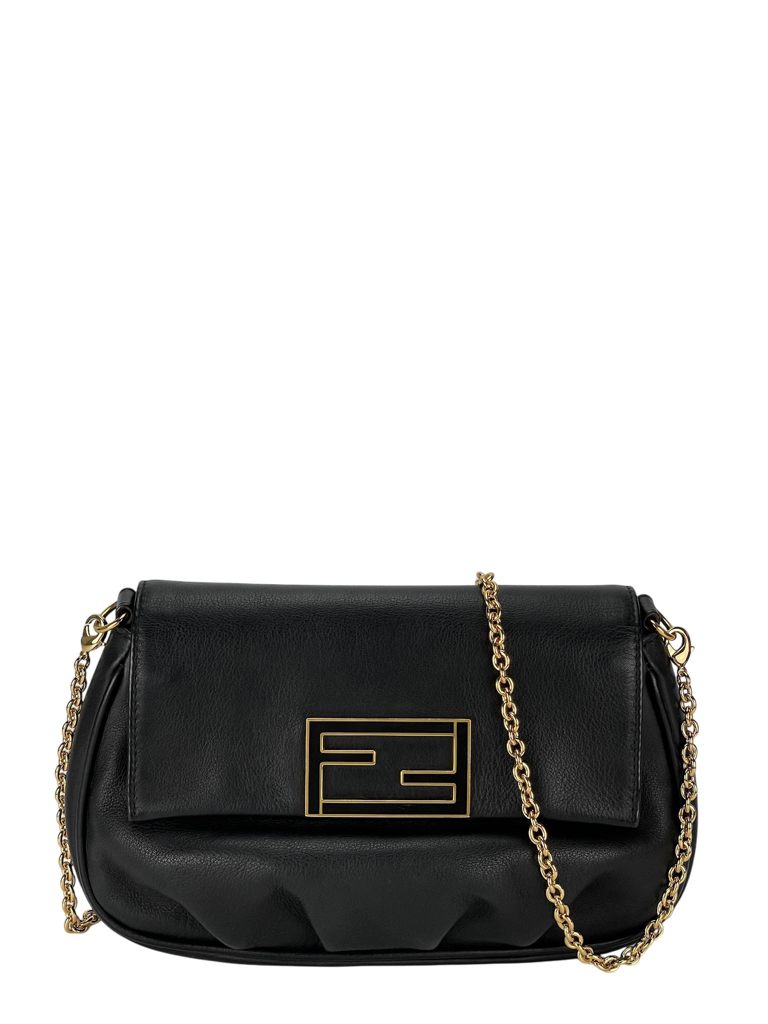 FENDI - Black Leather Chain Shoudler Messager