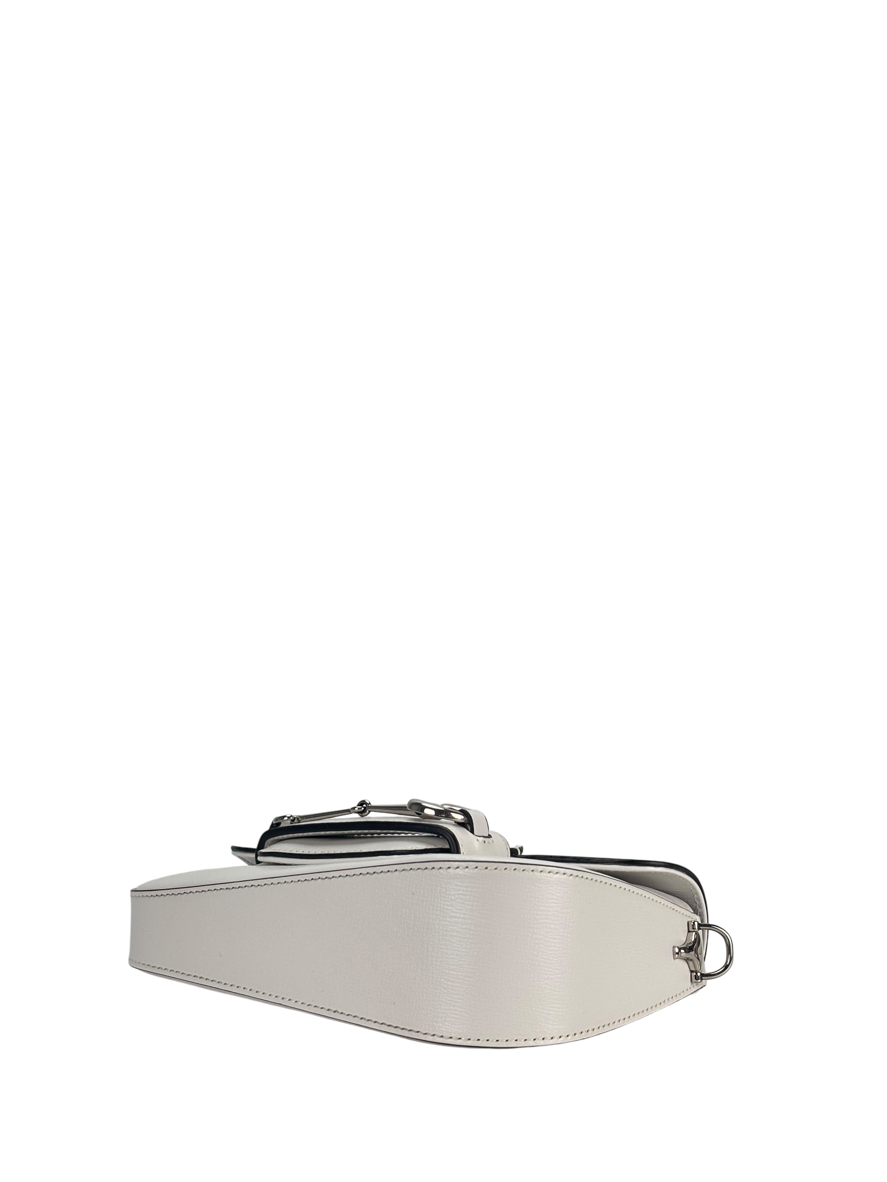 GUCCI - White Horsebit Leather 2-Way Shoulder Bag