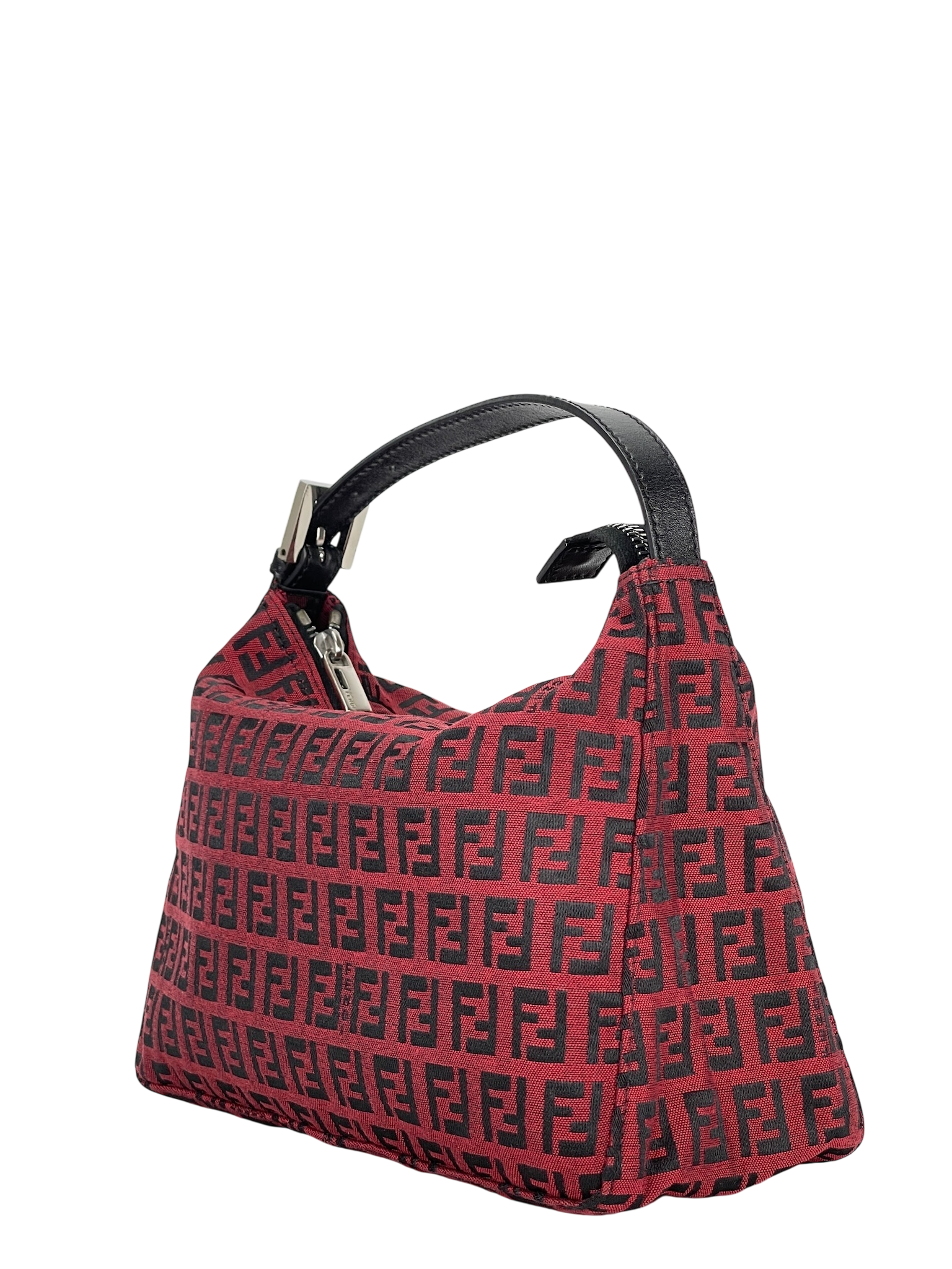 FENDI - Red Canvas Zucchino Pochette Handbag