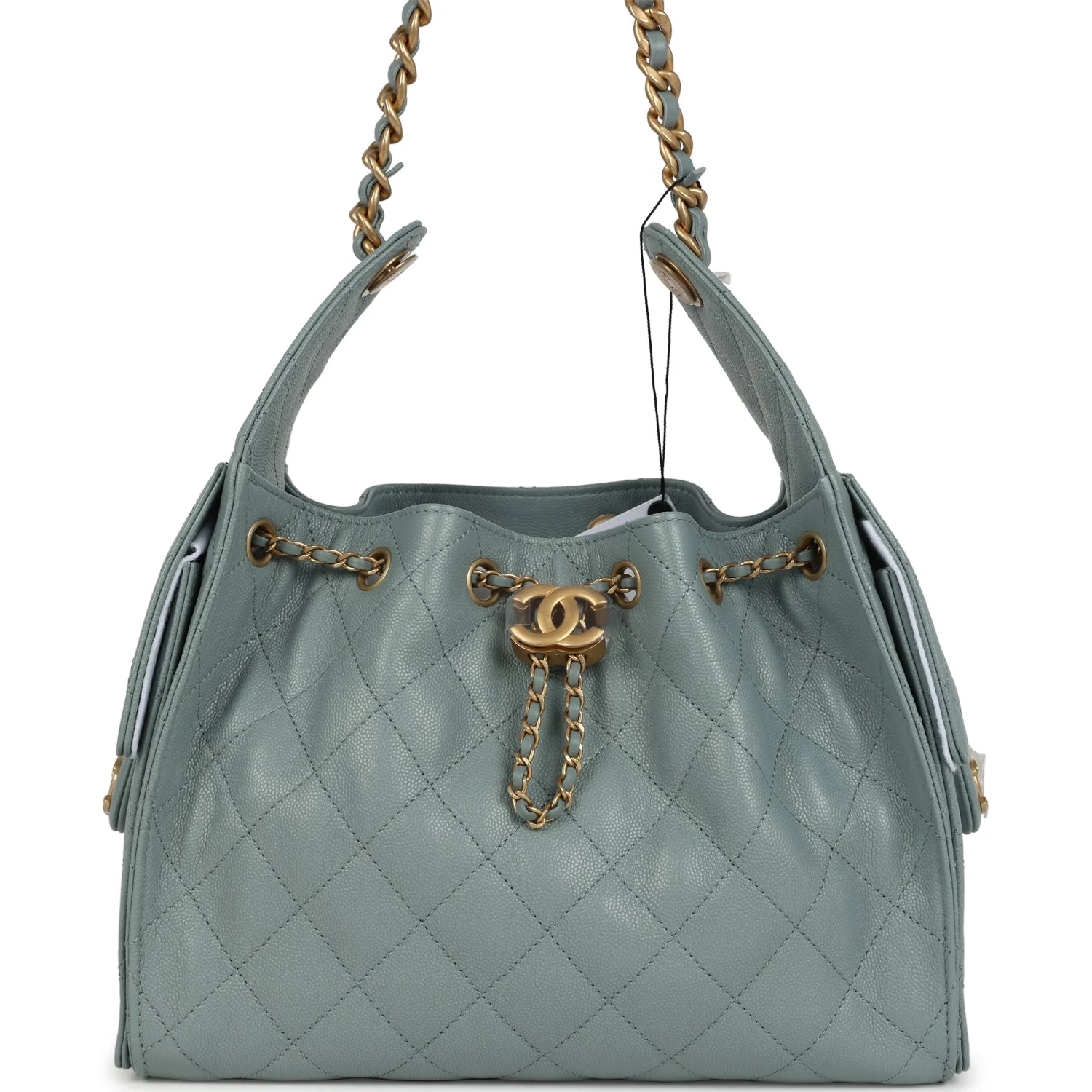 Chanel Small 25 Hobo Bag Green Caviar Antique Gold Hardware