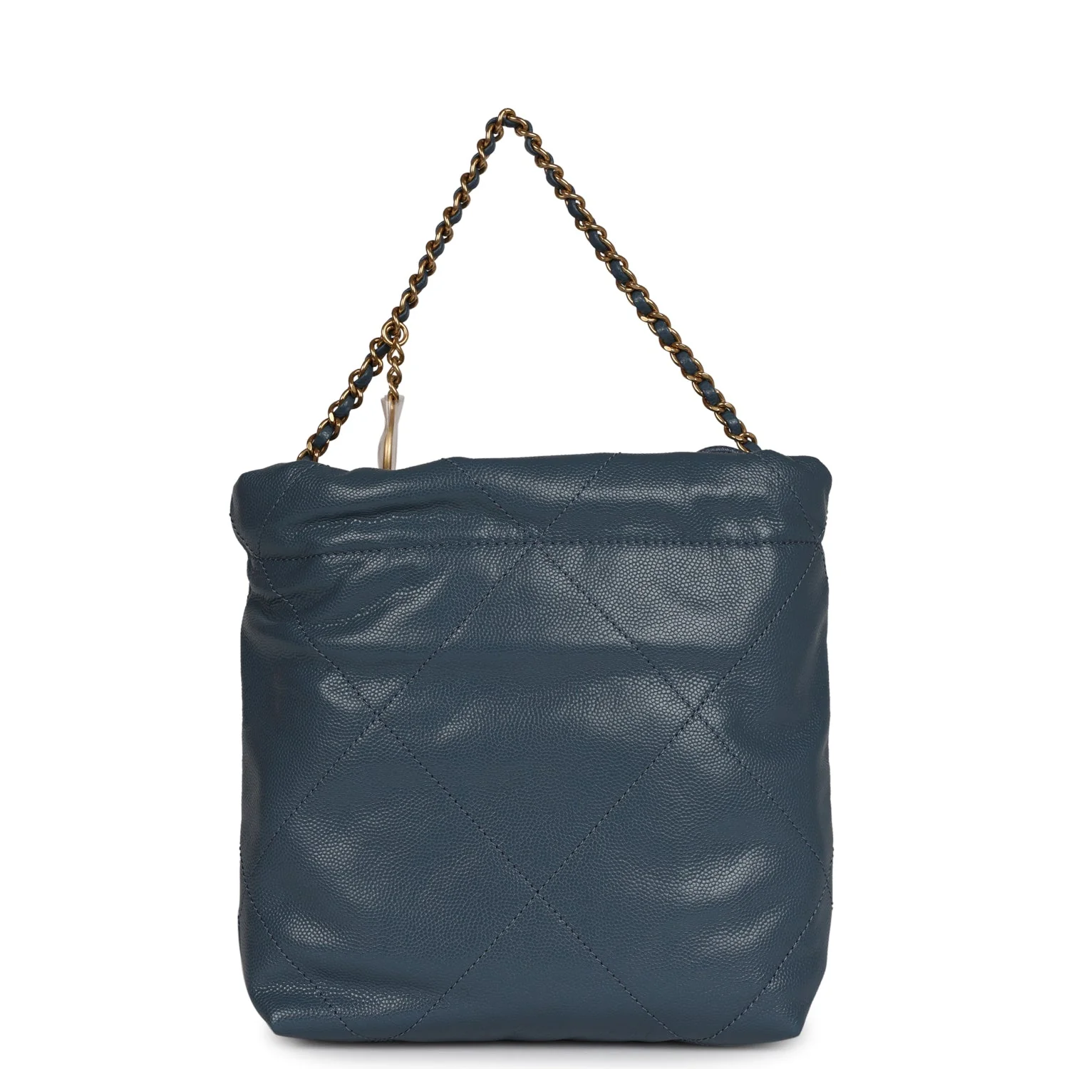 Chanel Mini 22 Bag Blue Grained Calfskin Gold Hardware