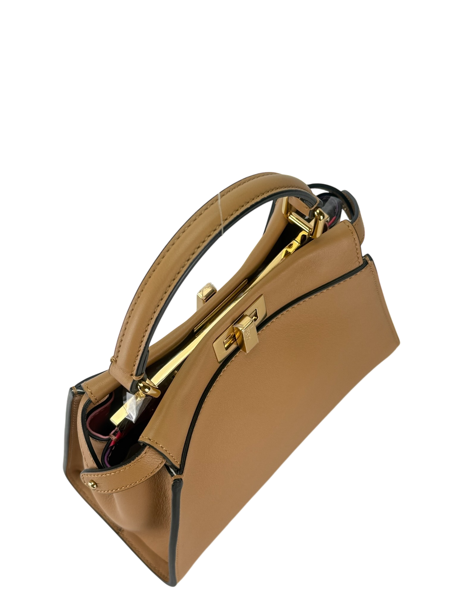 FENDI - Peekaboo Soft Small Brown Calfskin Leather bag Gold Hardware