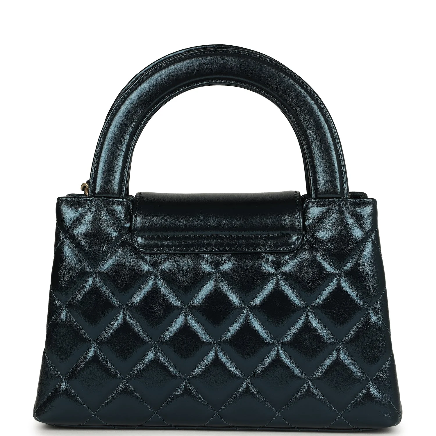 Chanel Small Kelly Shopper Metallic Blue Calfskin Brushed Gold Hardware