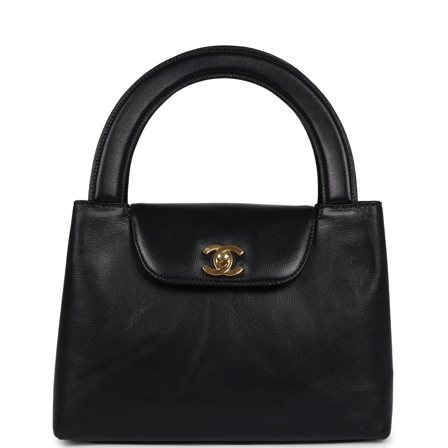 Vintage Chanel Large Kelly Black Caviar Gold Hardware