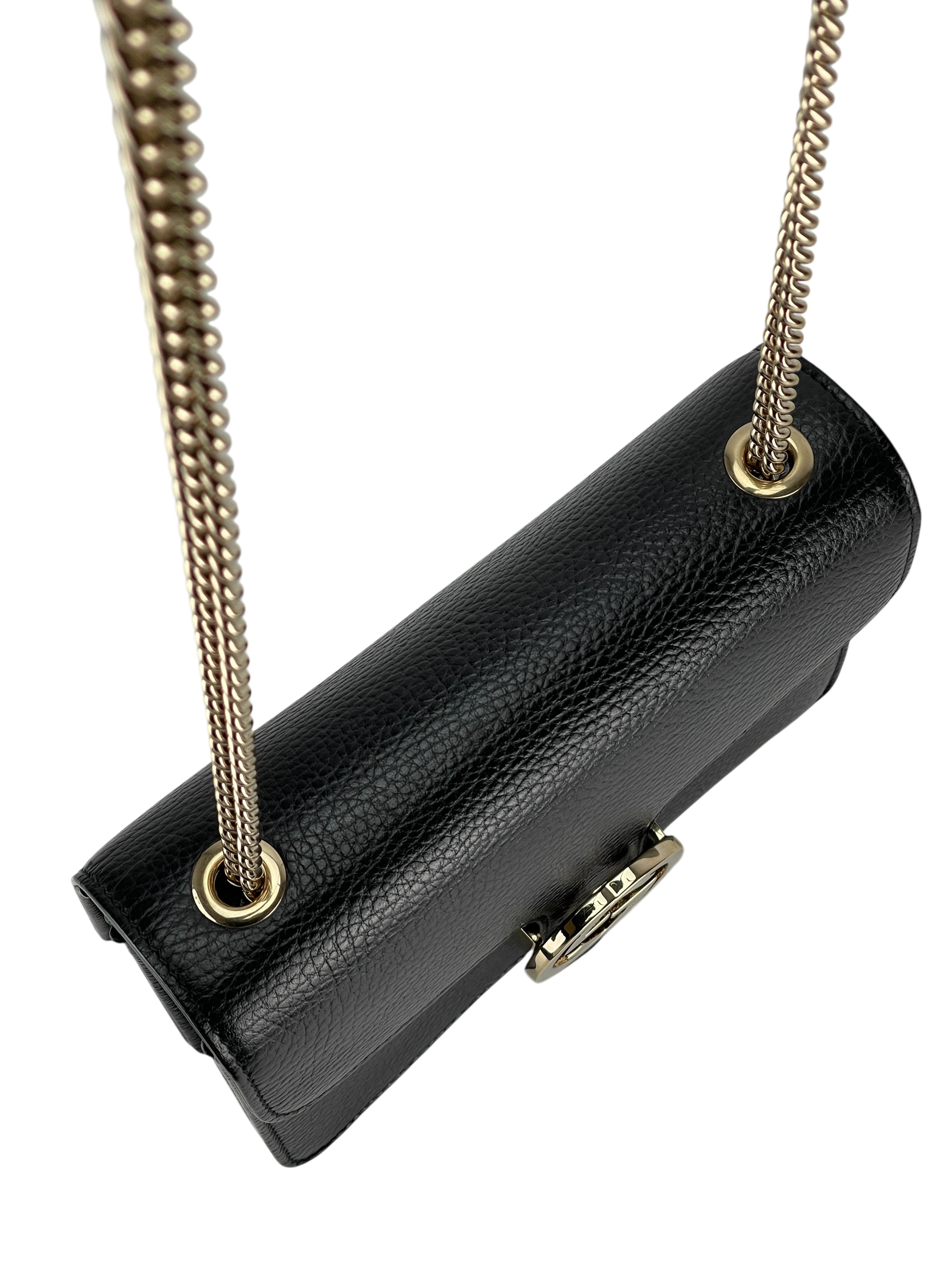 GUCCI - Black Interlocking G Chain Shoulder Bag