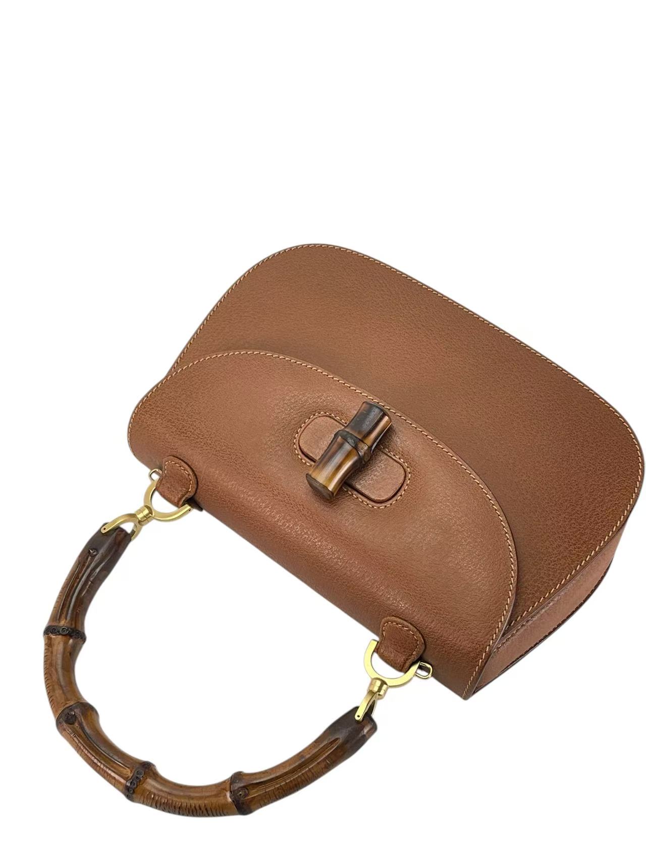 GUCCI - Brown Calfskin Bamboo Handbag