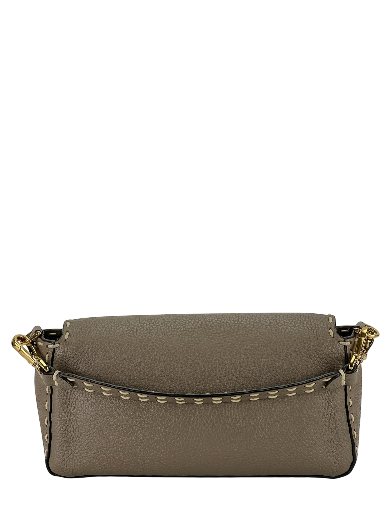 FENDI - Calfskin Granata Print Macro Stitchings Baguette Truffle