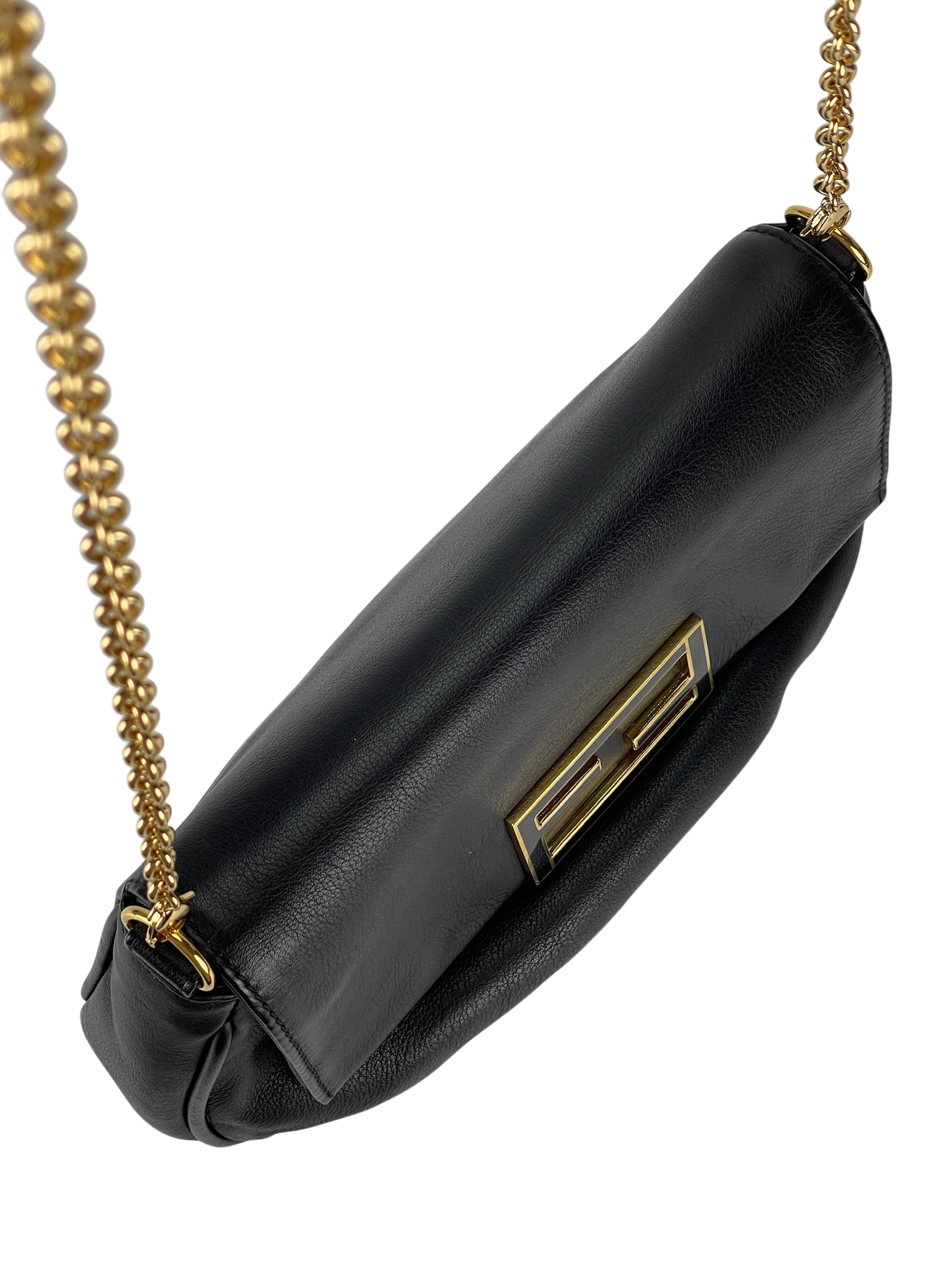 FENDI - Black Leather Chain Shoudler Messager