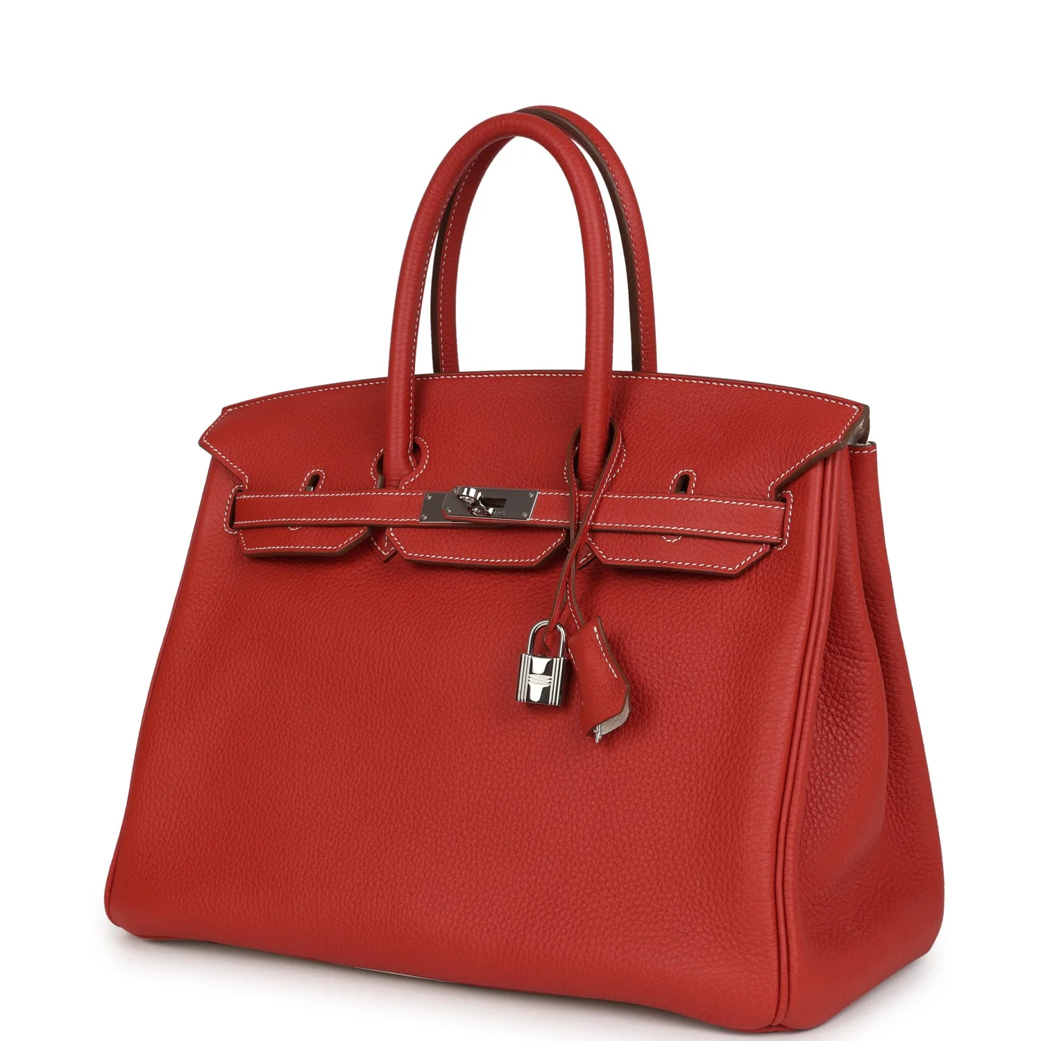 Pre-owned Hermes Birkin 35 Eclat Sanguine and White Clemence Palladium Hardware