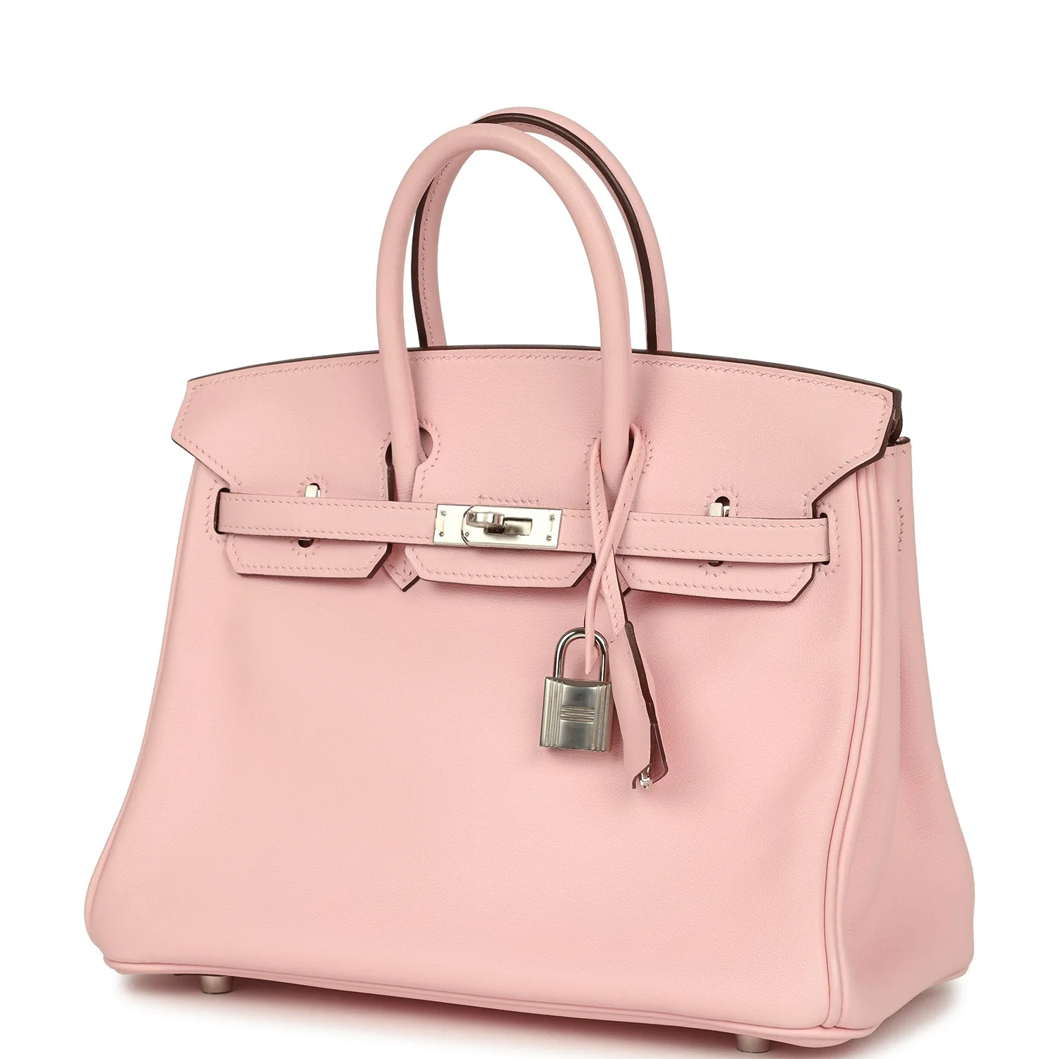 Pre-owned Hermes Birkin 25 Rose Sakura Swift Palladium Hardware