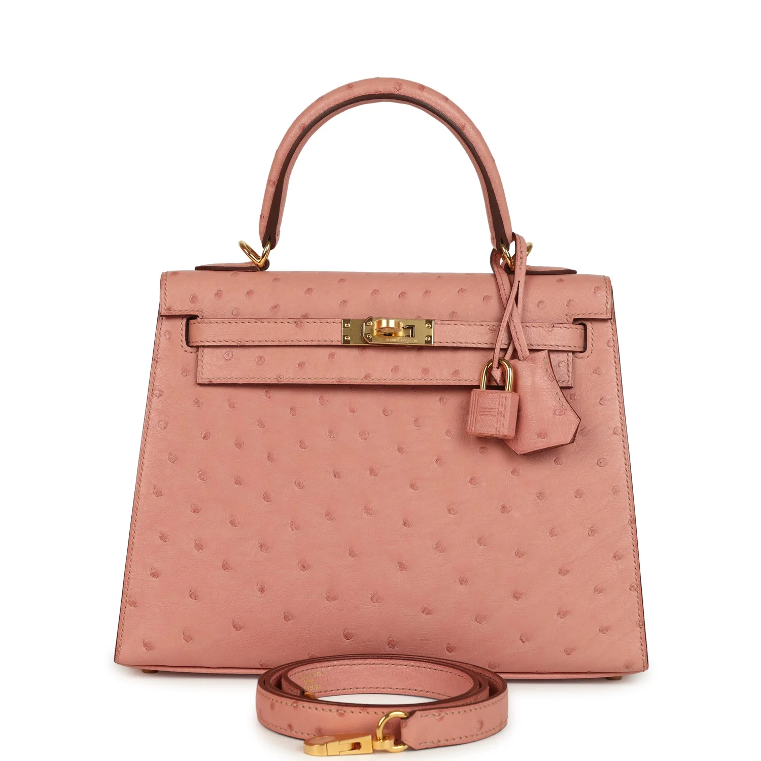 Hermes Kelly Sellier 25 Terre Cuite Ostrich Gold Hardware