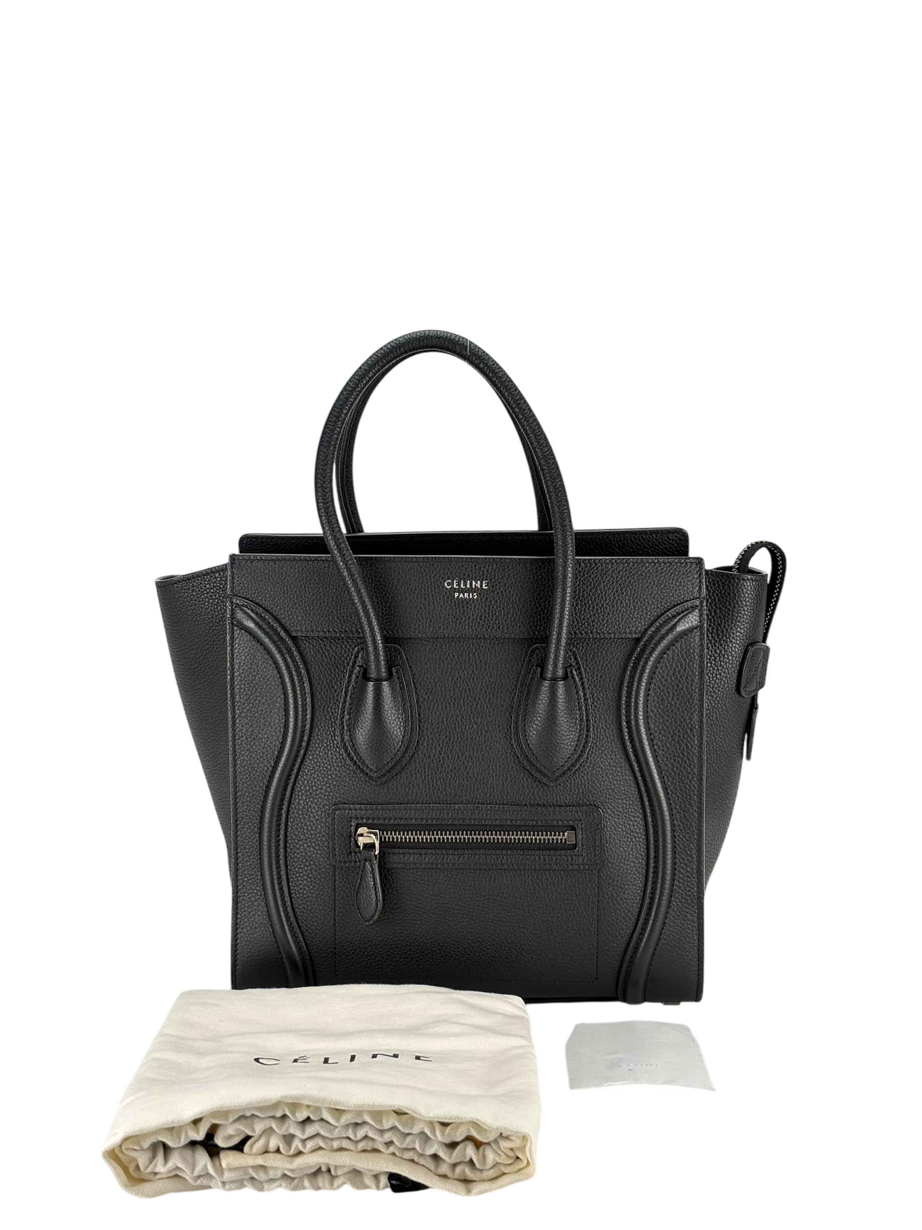 CELINE - Micro Luggage handbag in Drummed Calfskin Black
