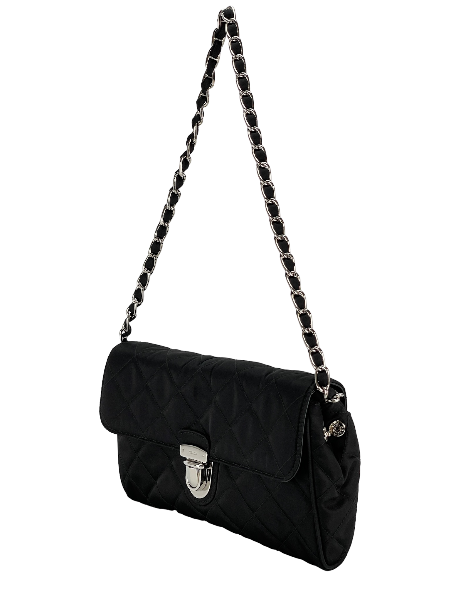 PRADA - Nylon Pushlock Flap Crossbody Bag