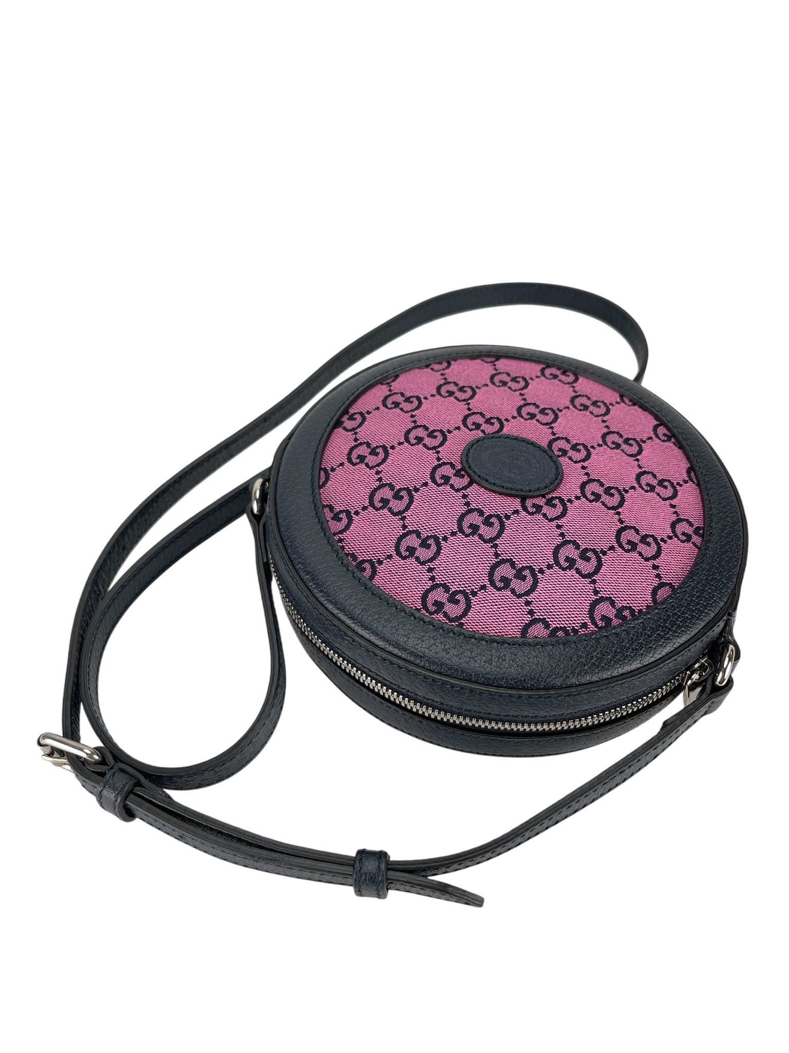 GUCCI - Ophidia round cloth crossbody bag Pink Black