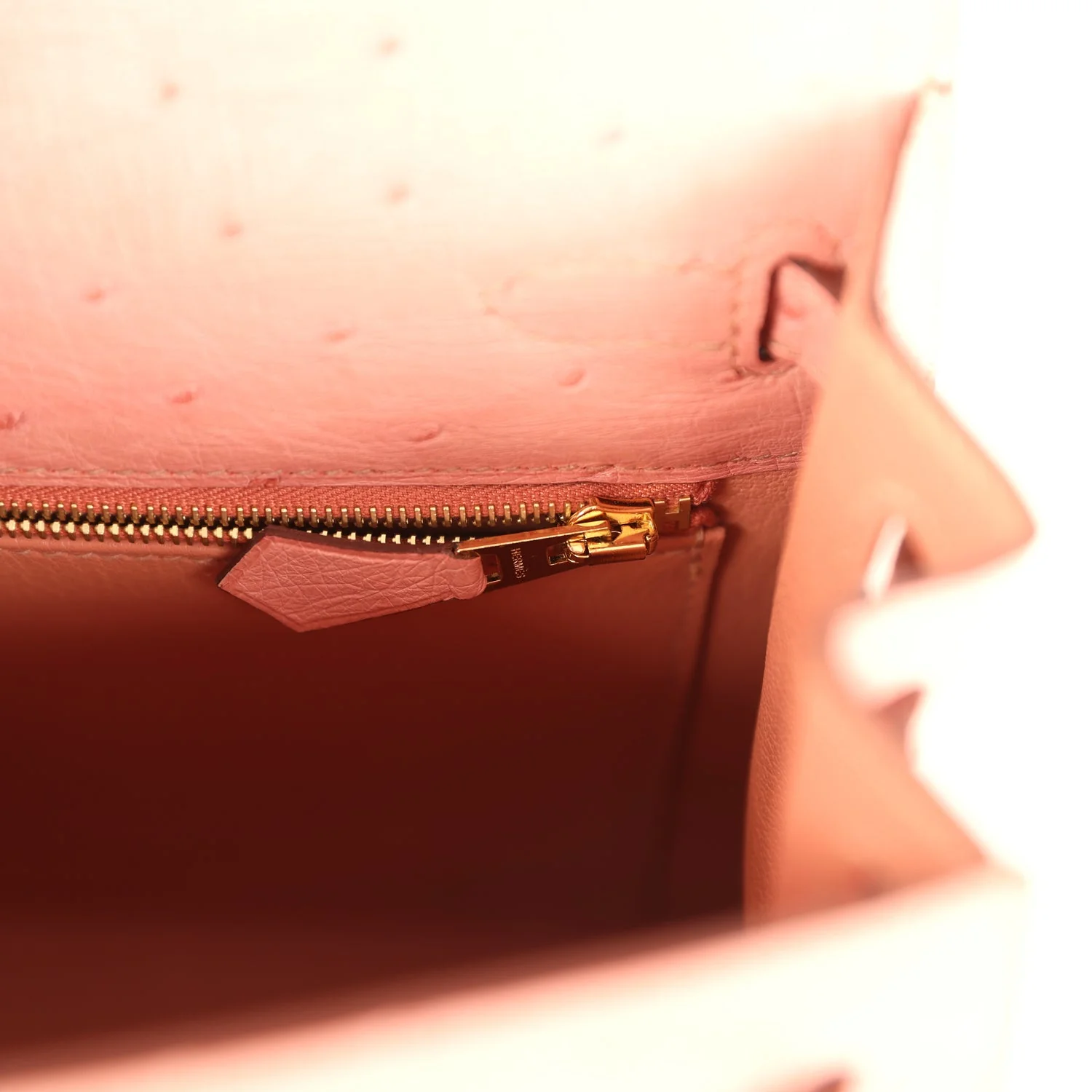 Hermes Kelly Sellier 25 Terre Cuite Ostrich Gold Hardware