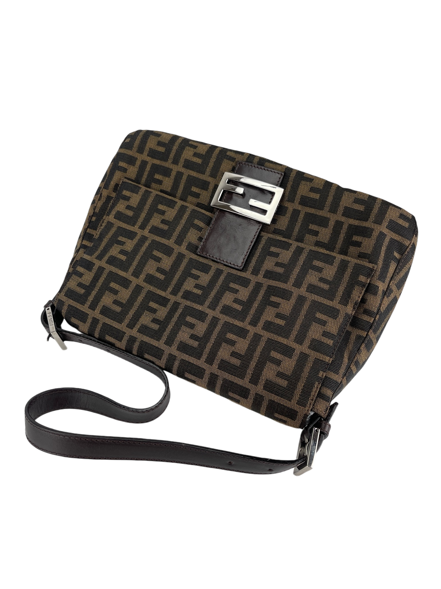 FENDI - Brown Zucca Mamma Baguette Handbag Silver Hardware
