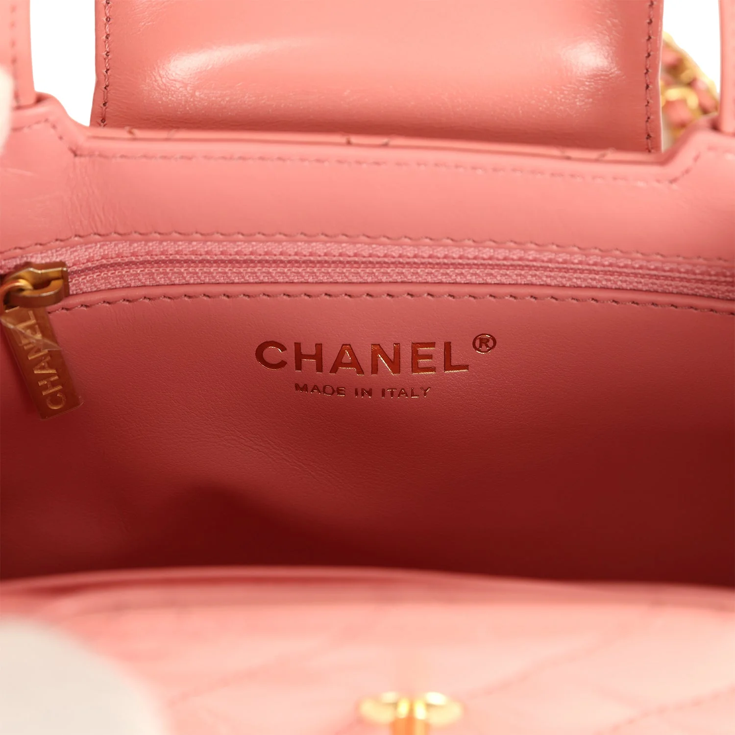Chanel Small Kelly Shopper Coral Shiny Aged Calfskin Brushed Gold Hardware