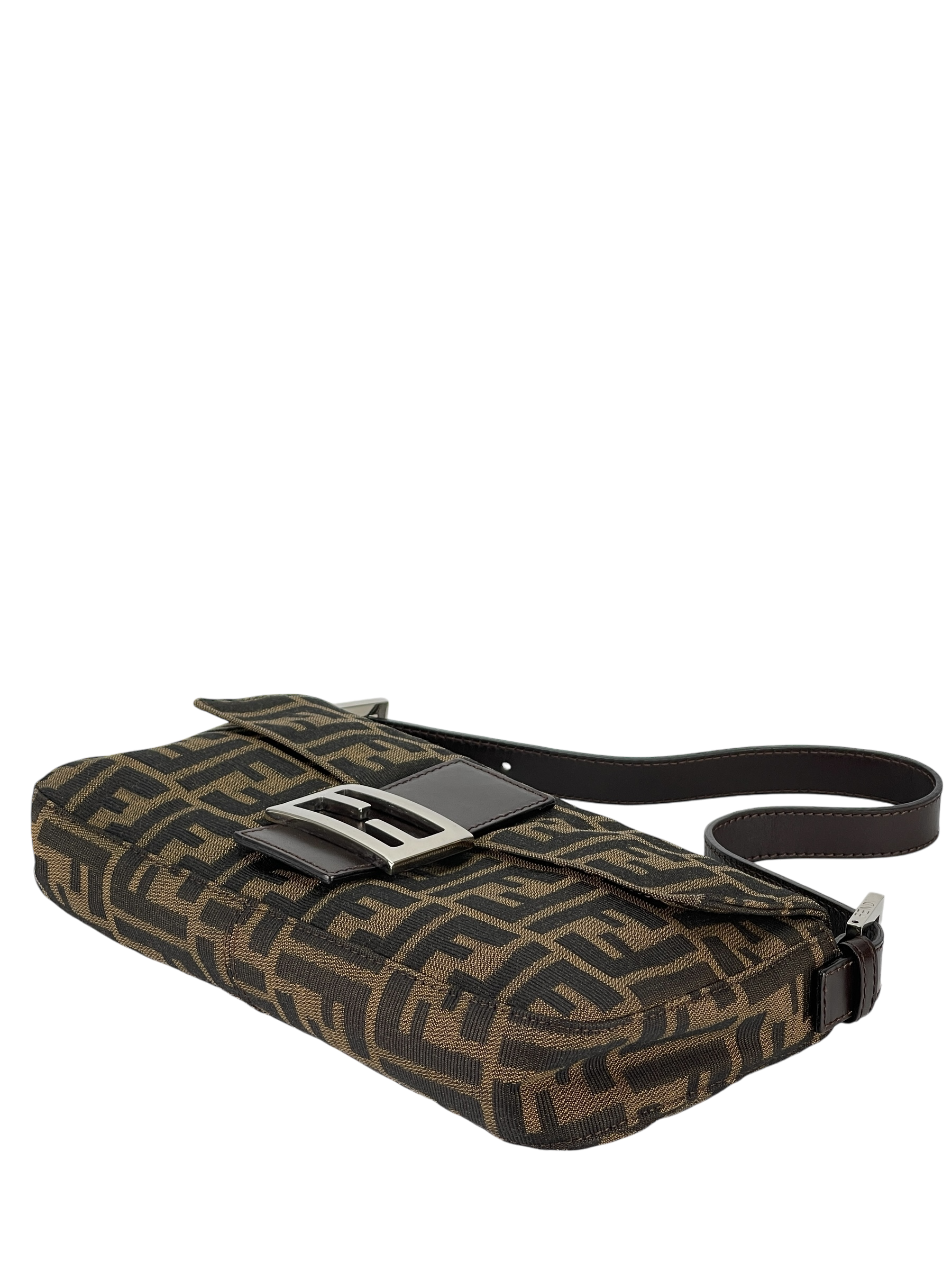 FENDI - Brown Zucca Baguette Handbag Silver Hardware