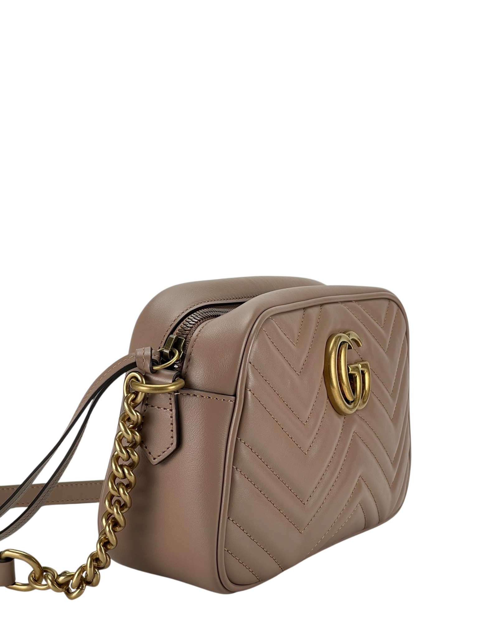 GUCCI - Beige GG Marmont Small Matelasse Camera Bag