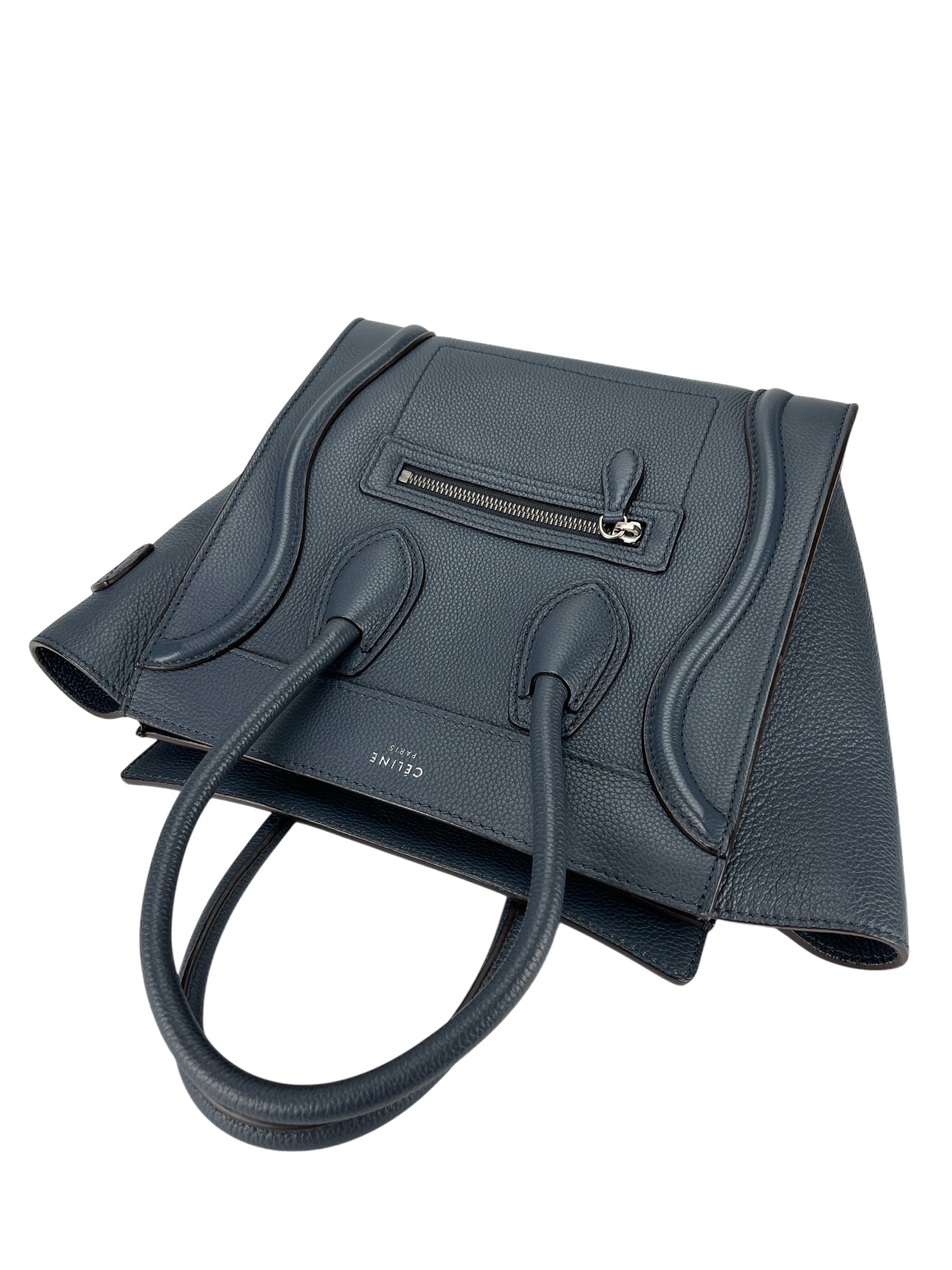 CELINE - Micro Luggage handbag in Drummed Calfskin Blue