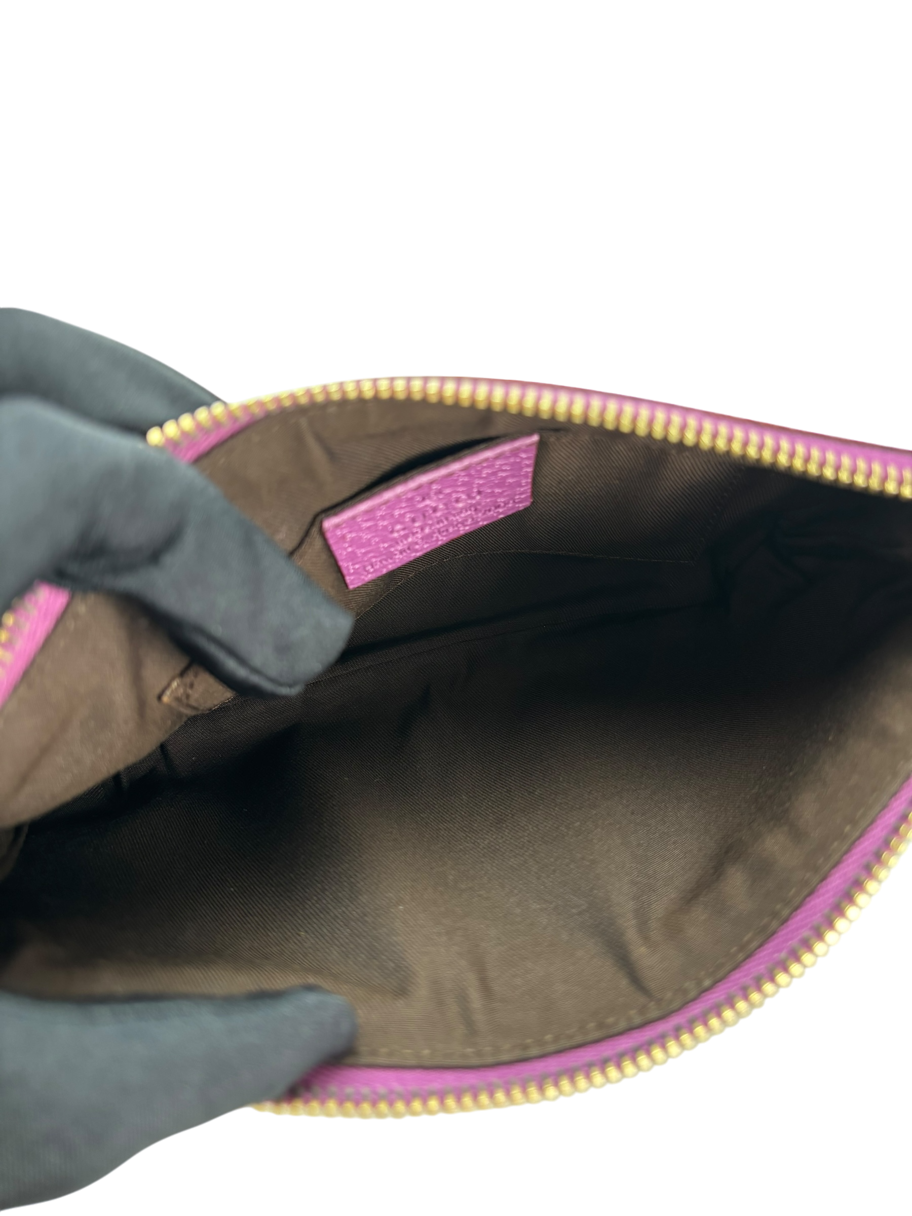 GUCCI - Pink Leather GG Canvas Shoulder Bag